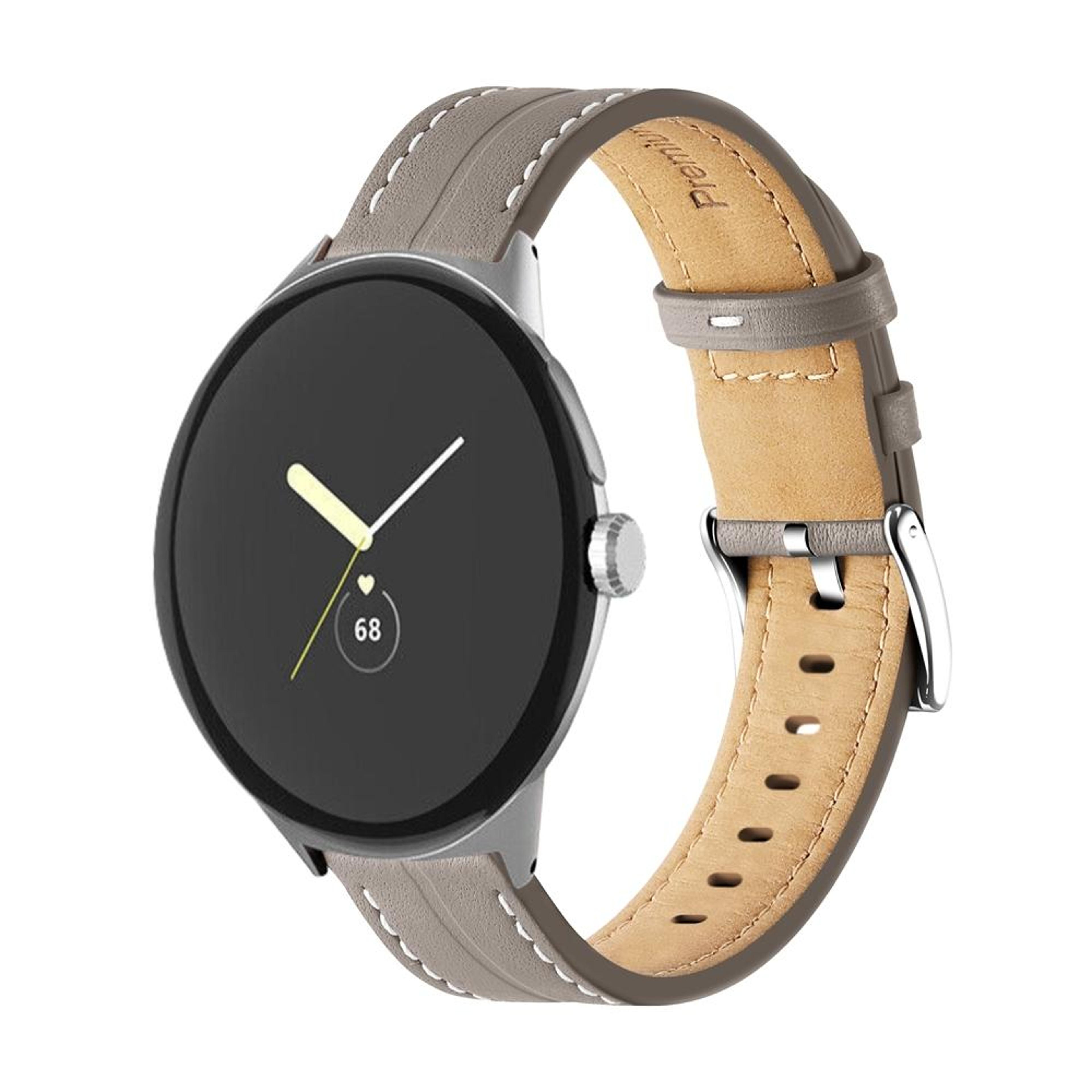 google pixel watch 4 3 2 1 genuine leather watch band 41mm grooved replacement strap