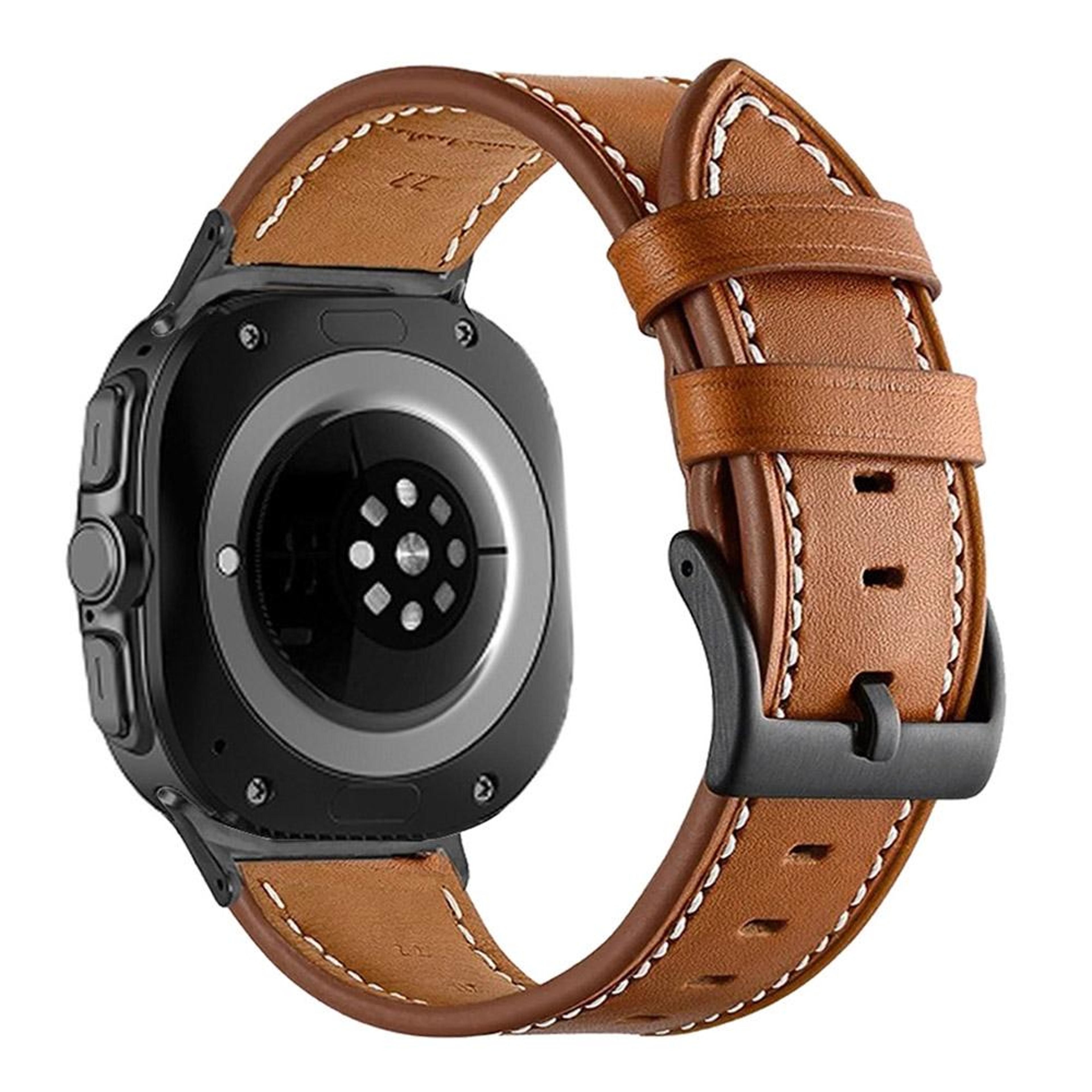 samsung galaxy watch ultra 47mm genuine leather watch band black buckle replacement strap