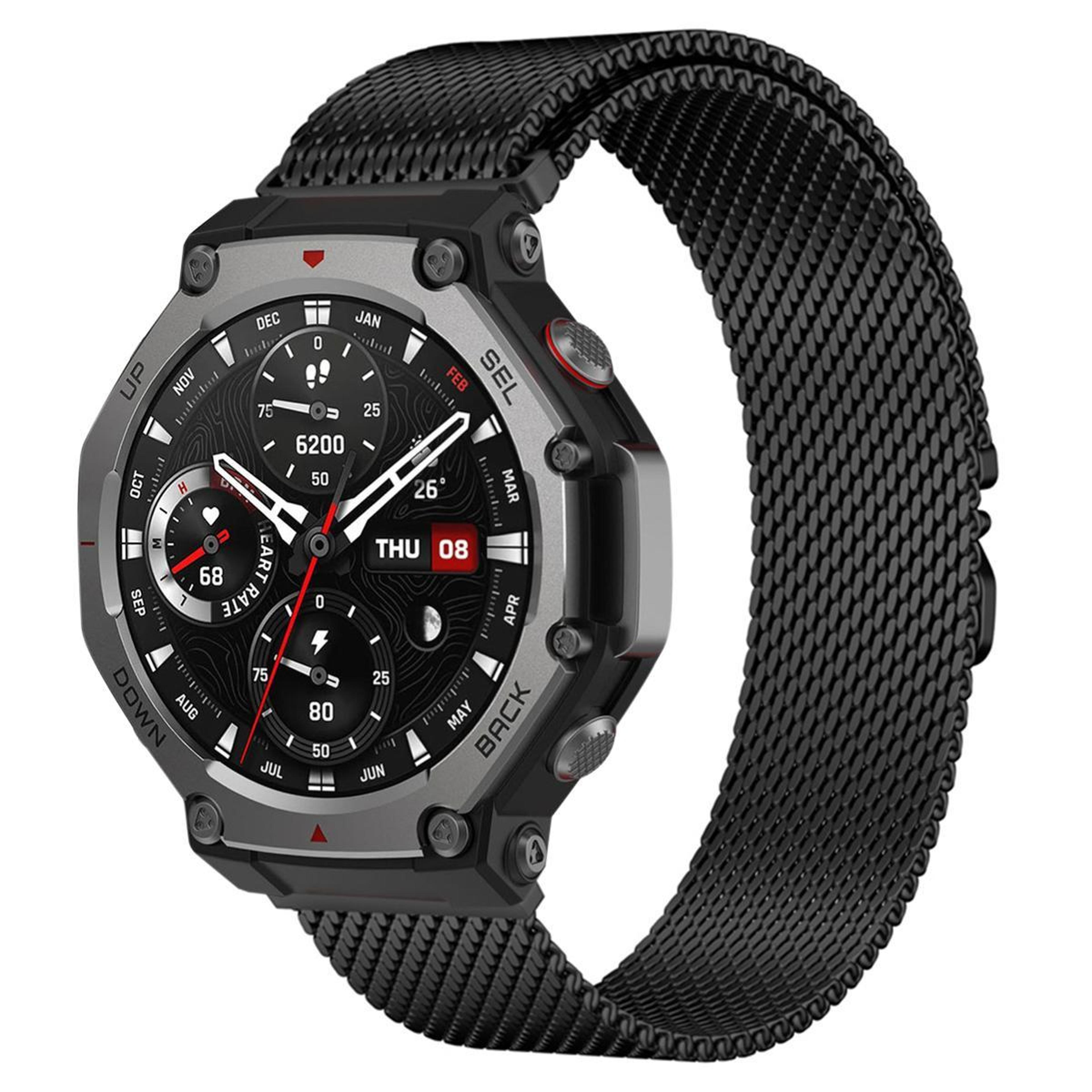 amazfit t rex 3 milanese watch band stainless steel magnetic parachute buckle strap