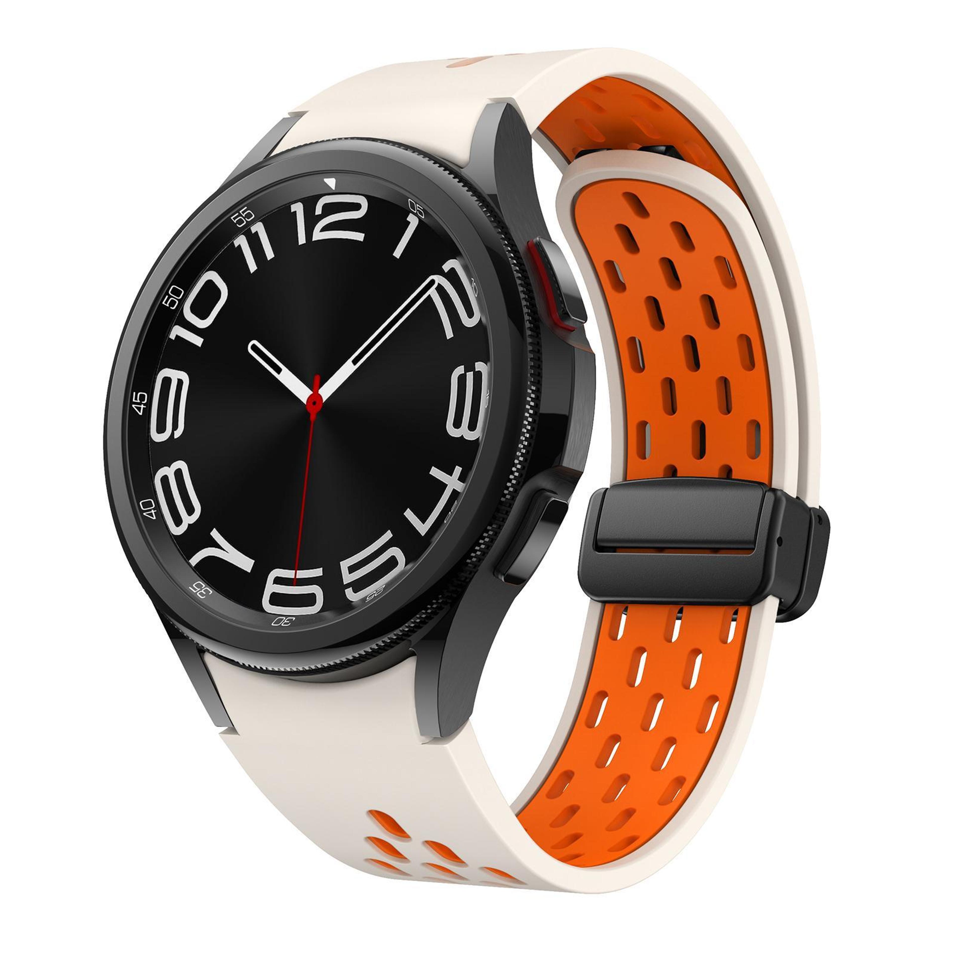 kalebol magnetic samsung galaxy watch band two color silicone watch strap for galaxy watch 4 5 6 7 fe