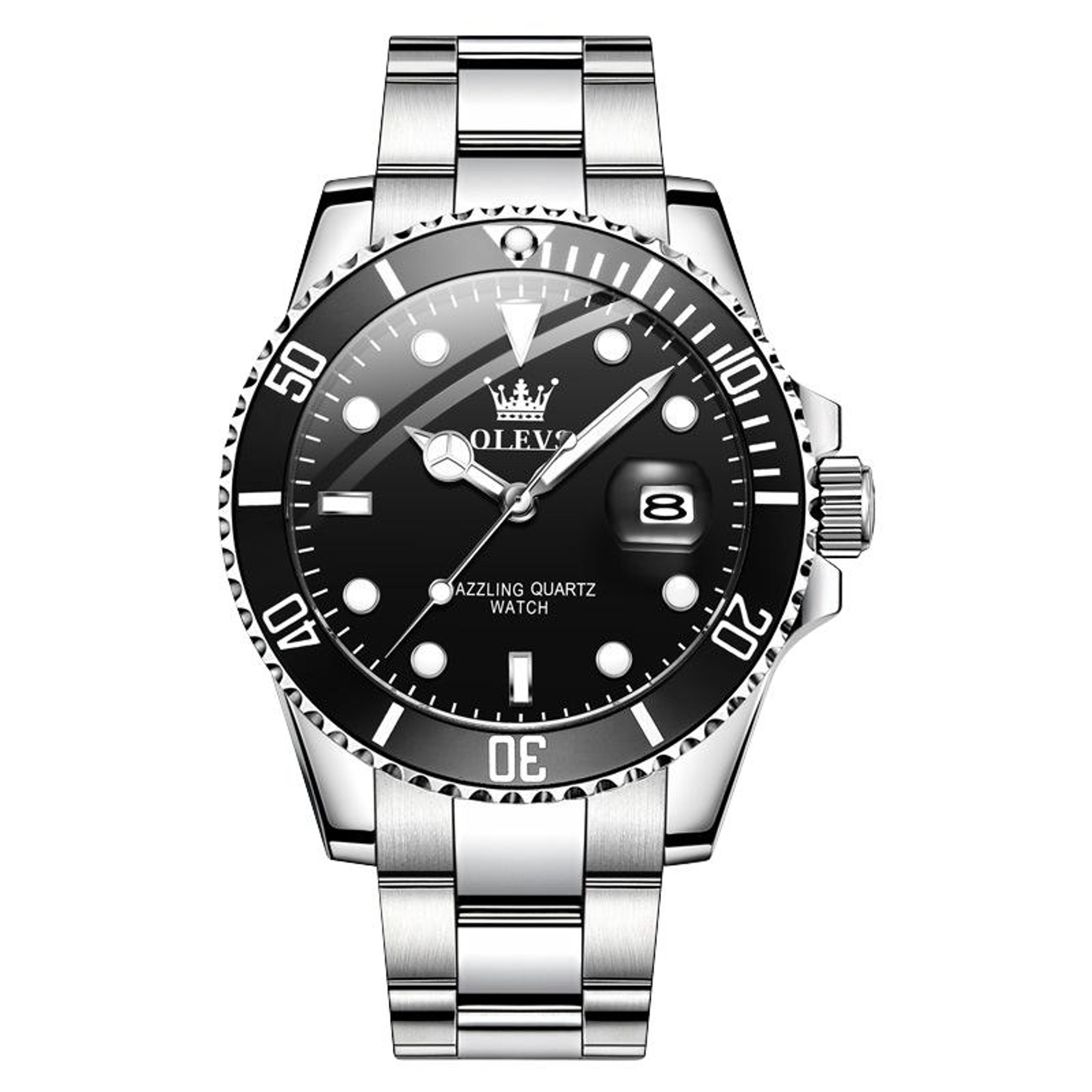 olevs 5885 mens quartz watch waterproof stainless steel watch with luminous display