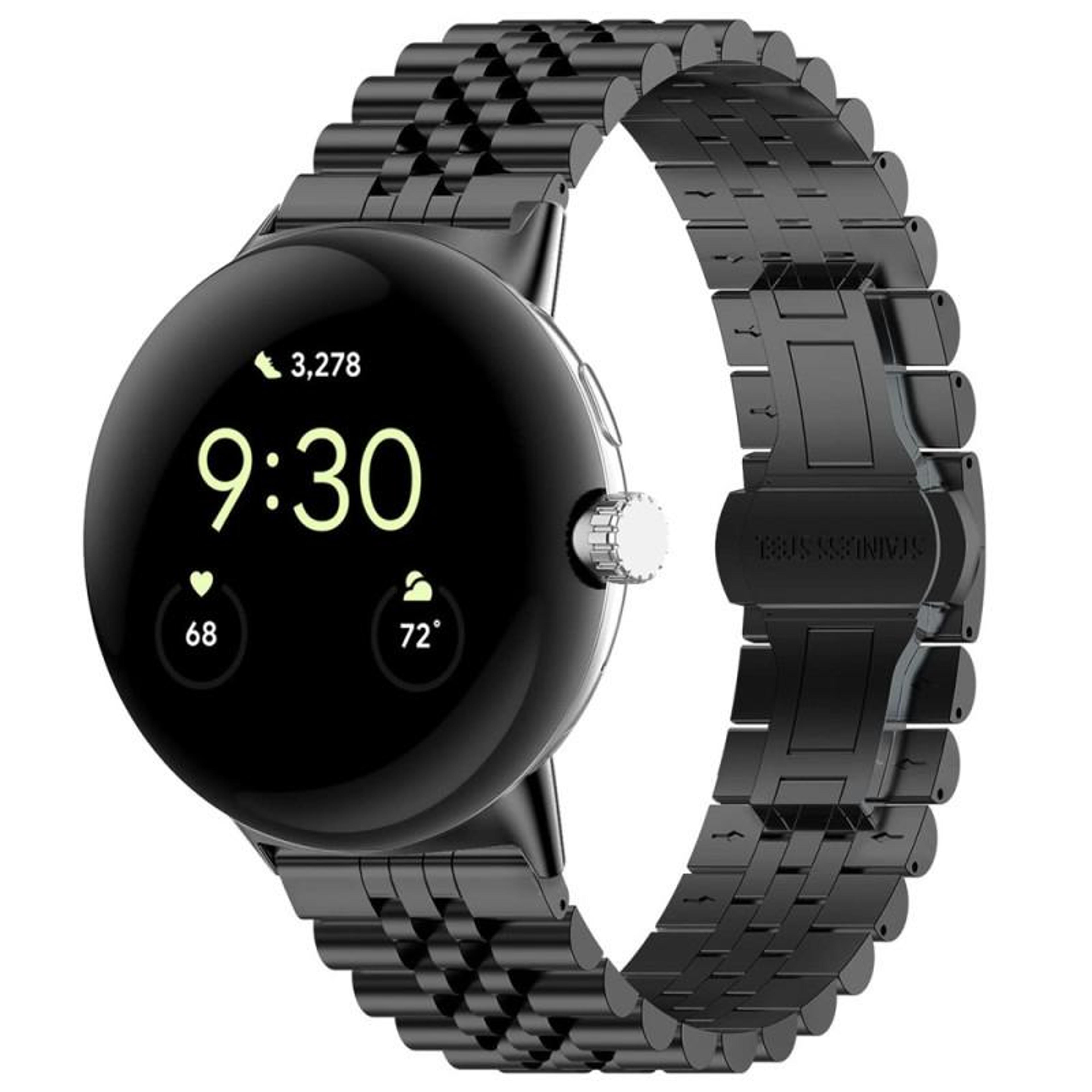 google pixel watch 4 3 2 1 stainless steel watch band seven bead metal replacement strap for 41mm