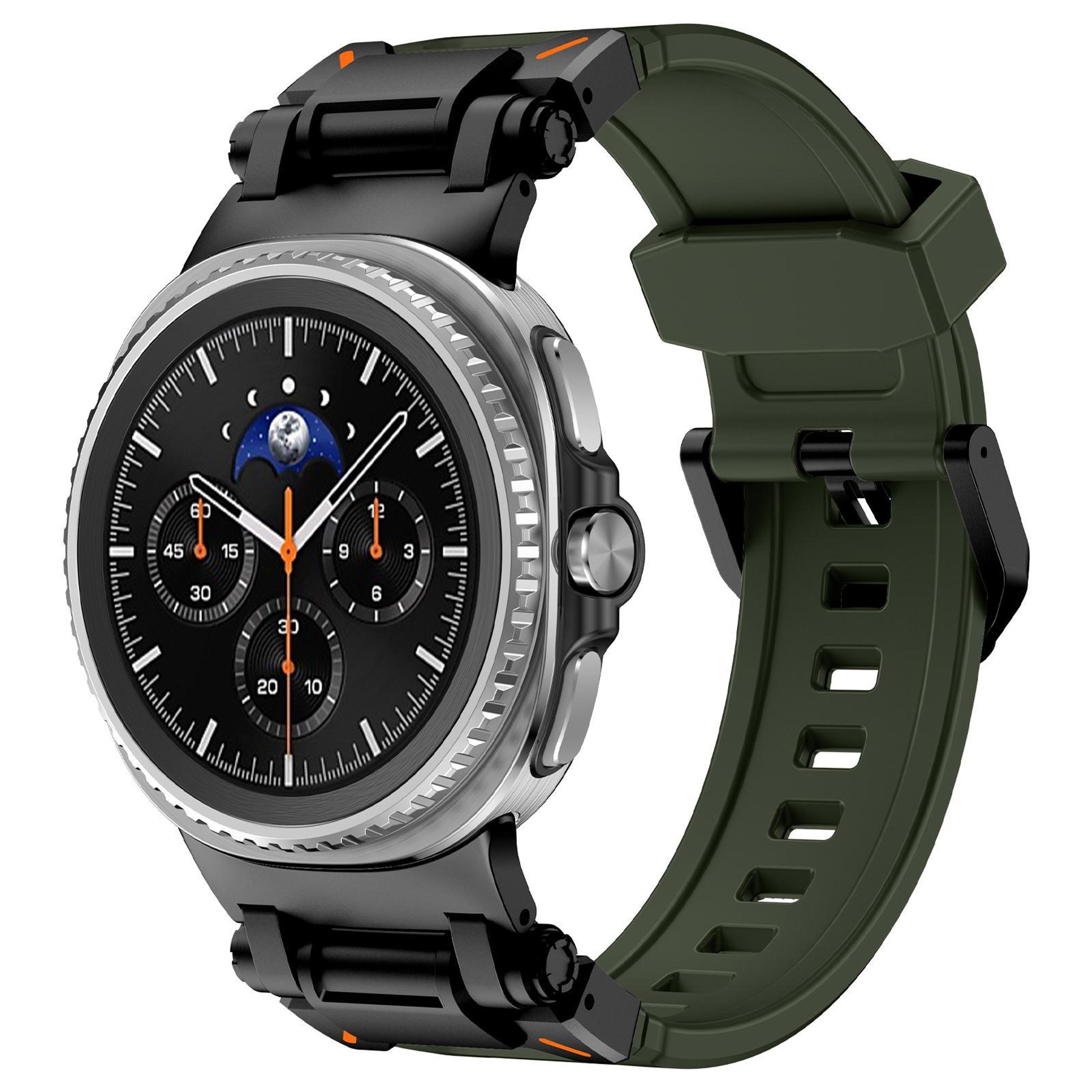 samsung galaxy watch 8 classic silicone watch band with explorer metal connector adjustable replacement strap