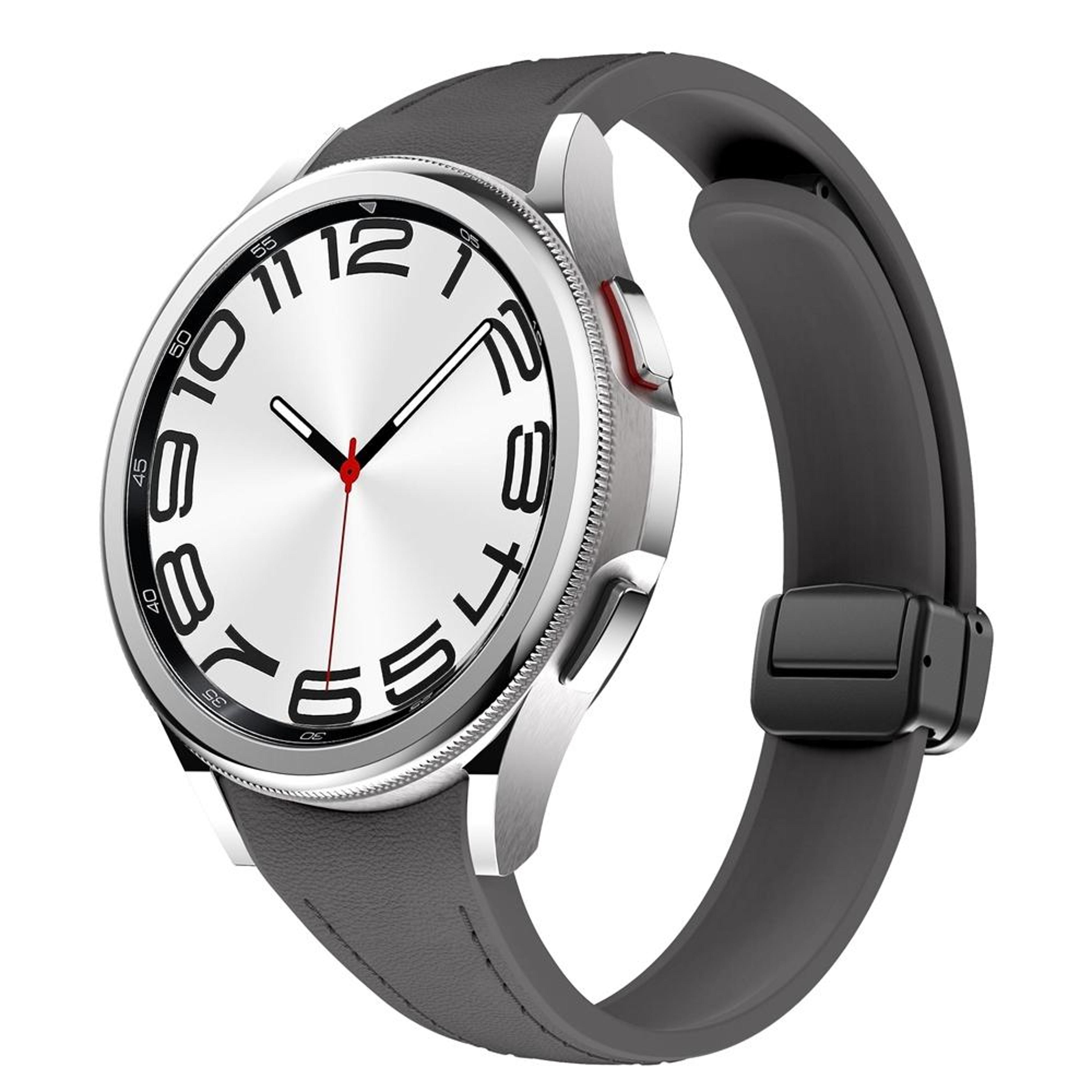 samsung galaxy watch6 magnetic leather watch band slim silicone watch strap with black buckle