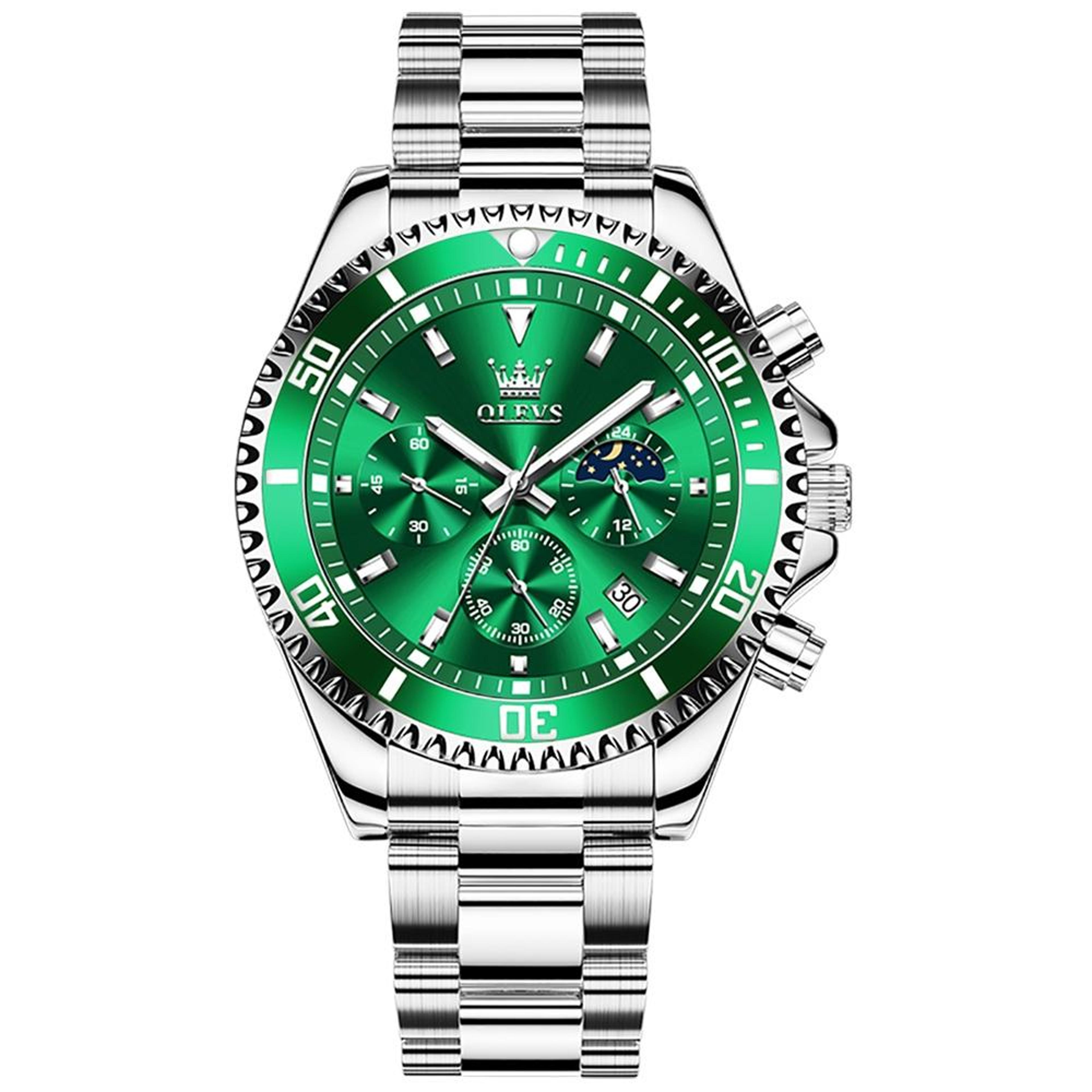 olevs 2870 mens chronograph watch waterproof quartz watch with stainless steel bracelet