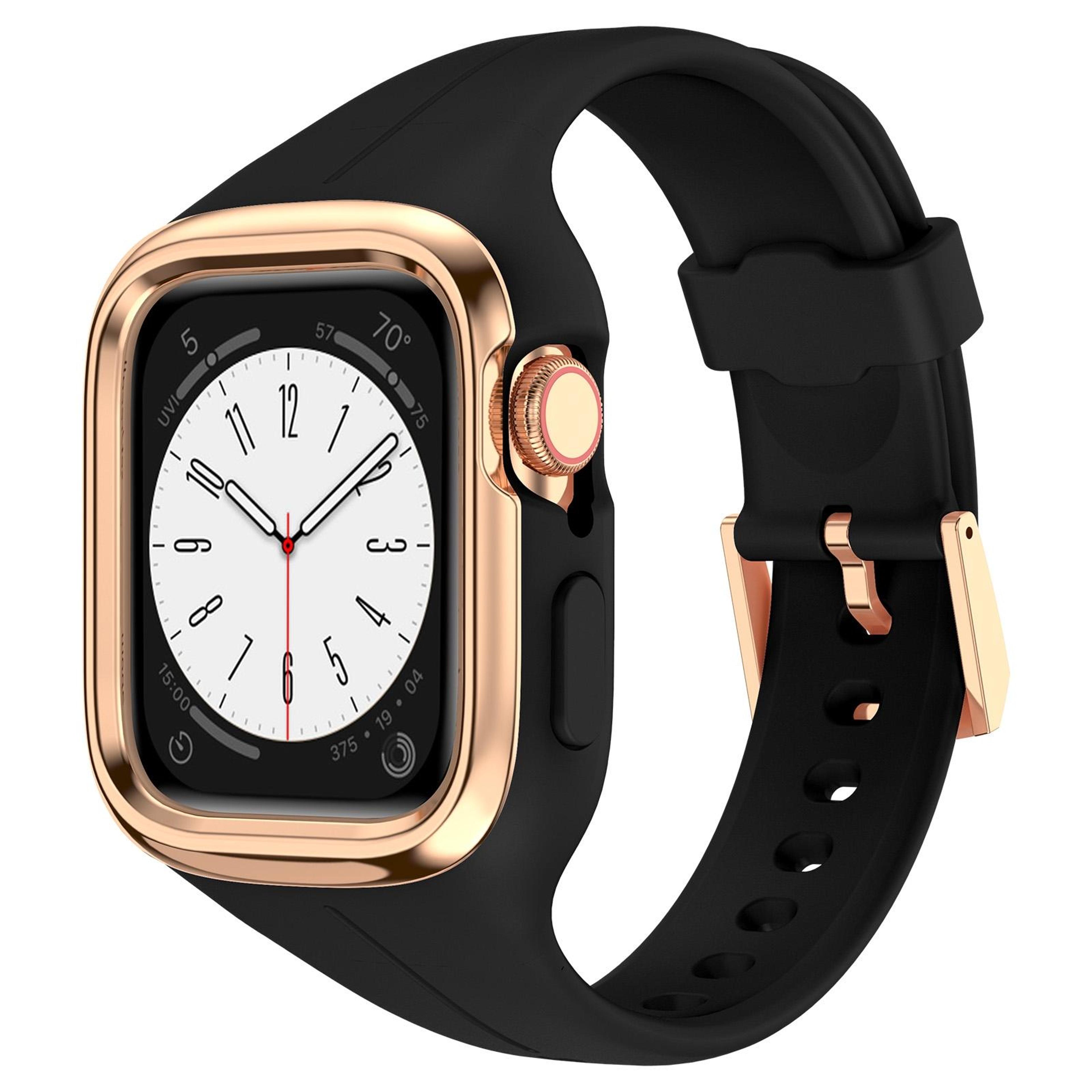 apple watch silicone watch band with stainless steel frame adjustable replacement strap