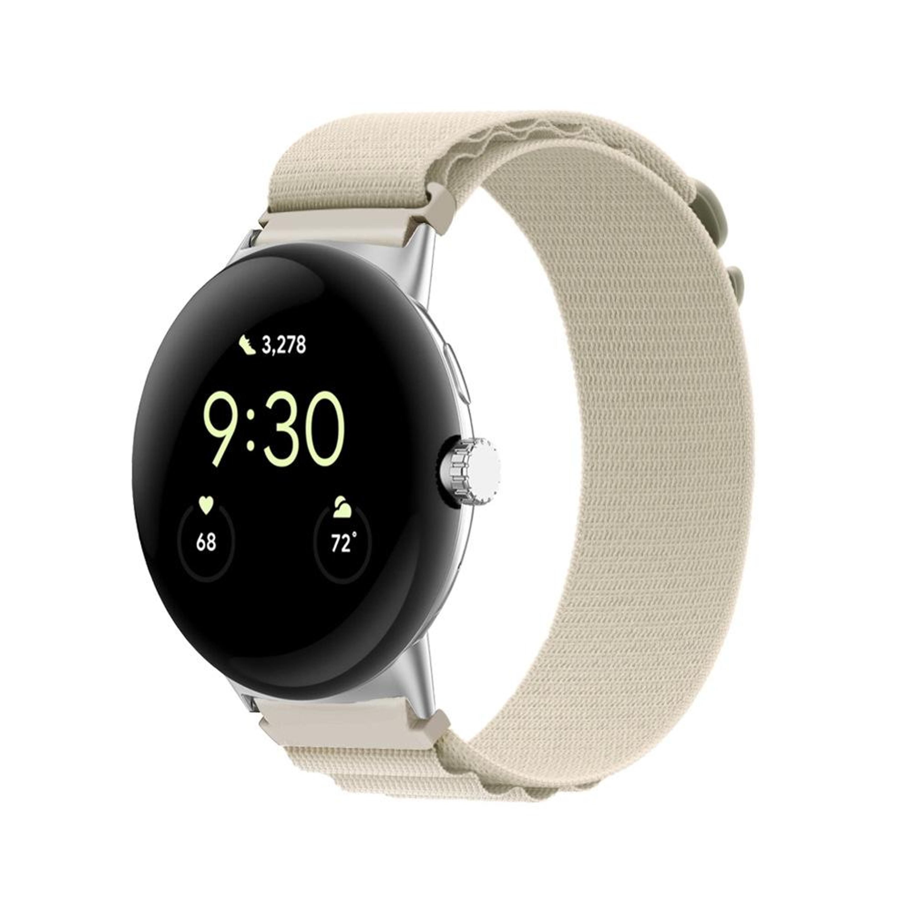 google pixel watch 4 3 2 1 41mm nylon watch band adjustable replacement strap with silver connector