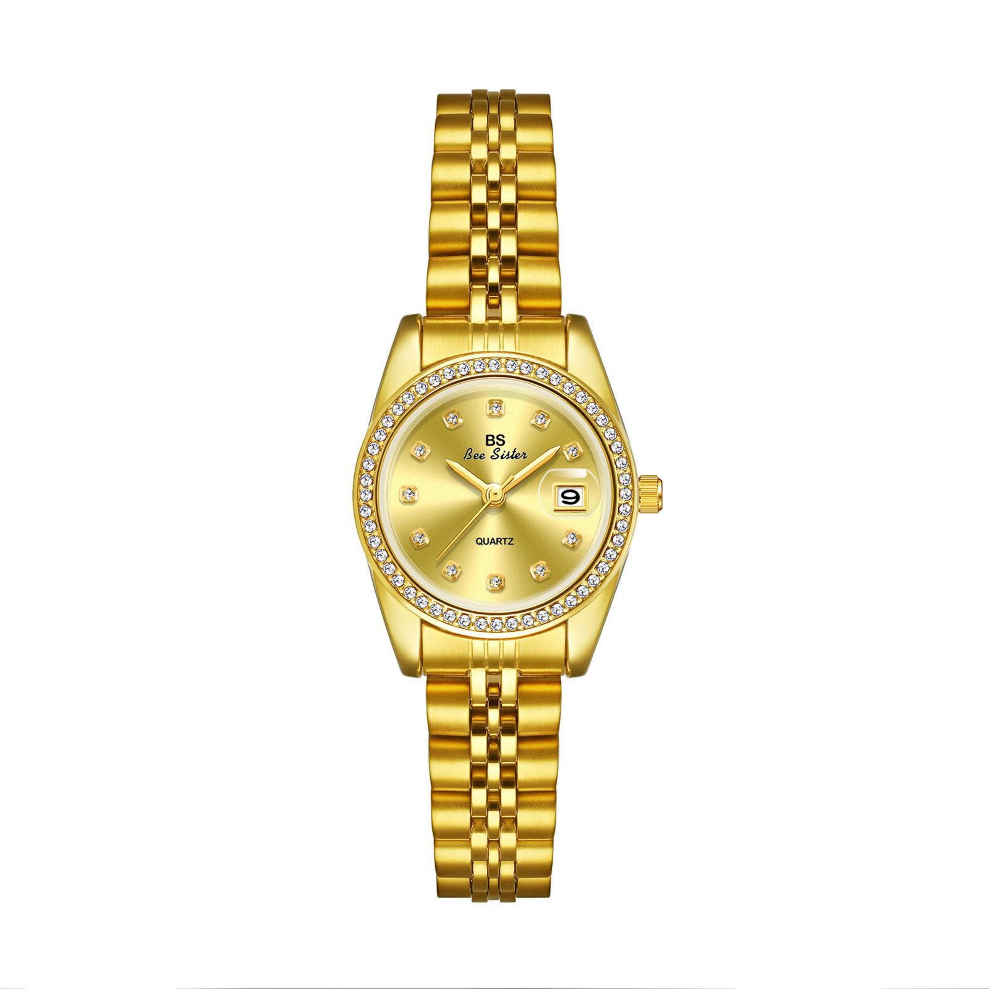 bs bee sister womens dress watch quartz stainless steel watch with rhinestone bezel and date calendar