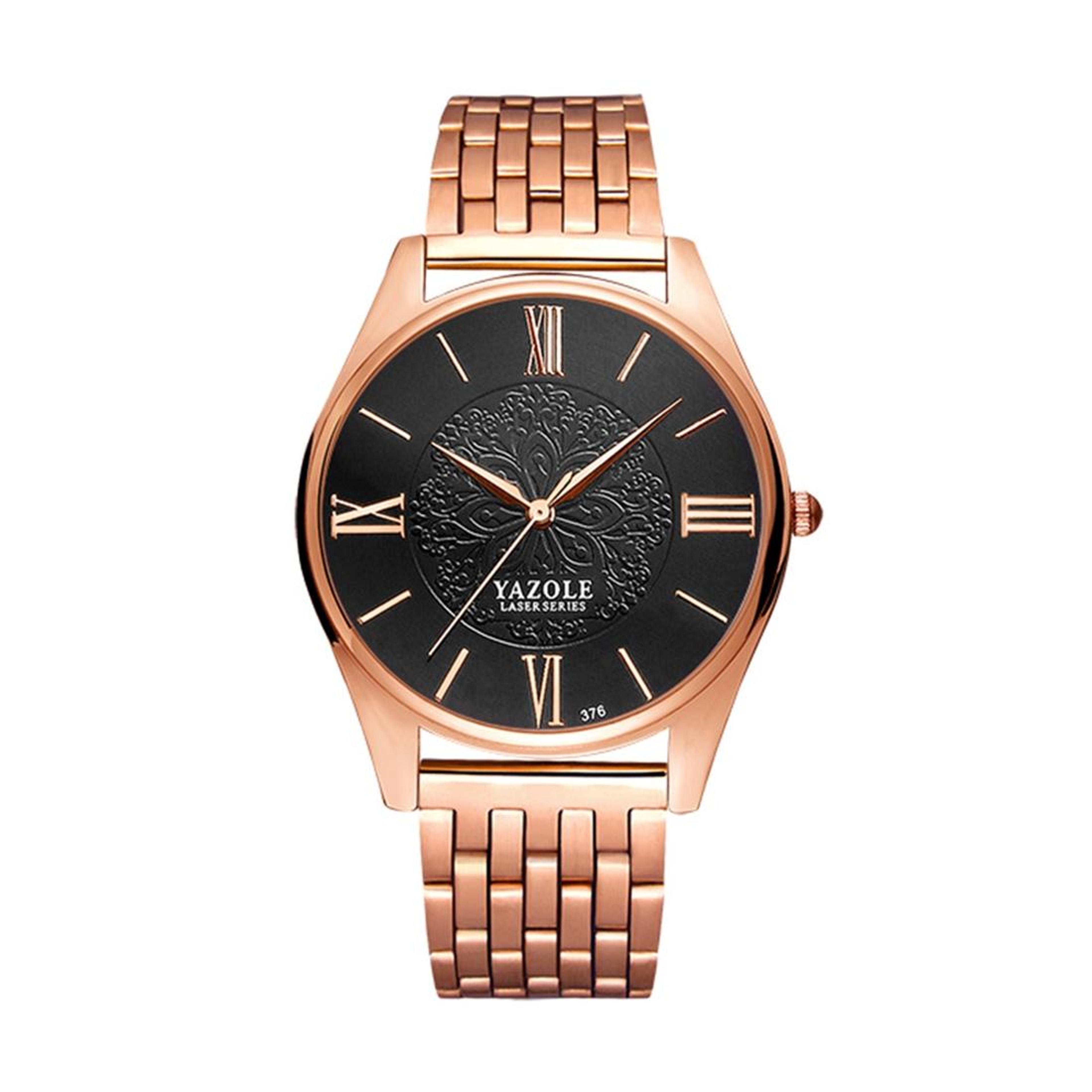 yazole 376 mens quartz watch business watch stainless steel strap analog wrist watch