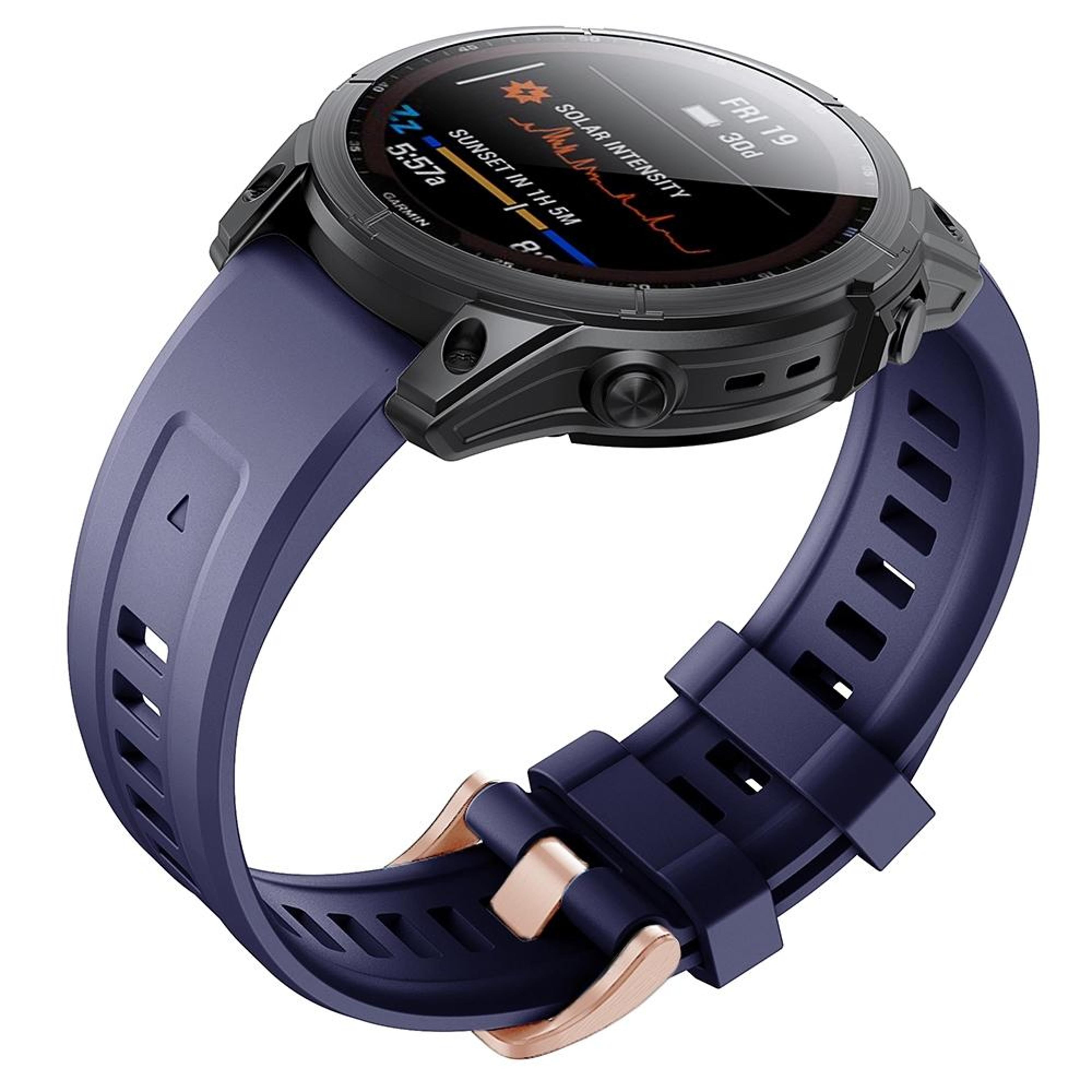 garmin fenix 7s silicone watch band with rose gold buckle soft replacement wrist strap