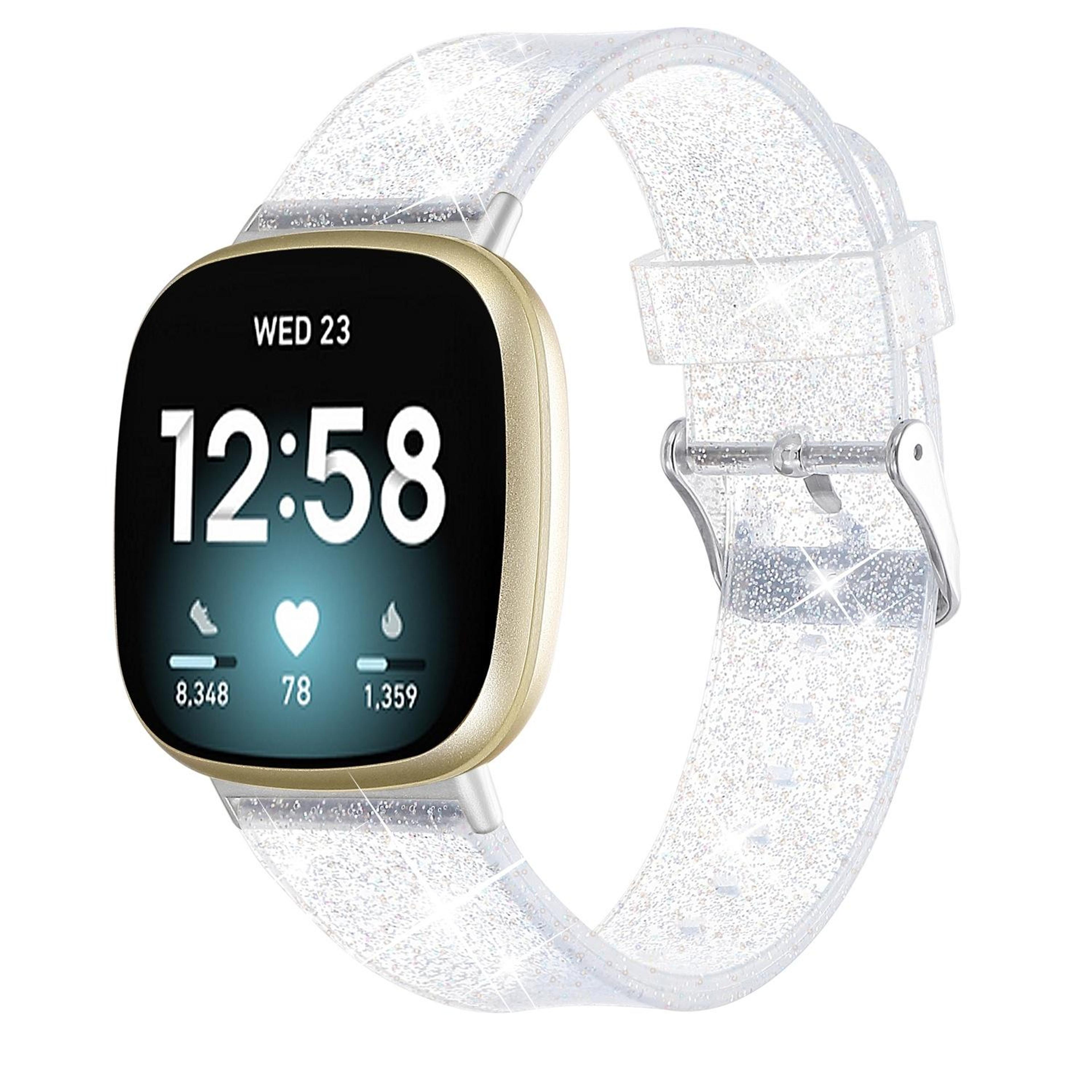 fitbit versa 3 band glitter silicone watch strap soft adjustable replacement band