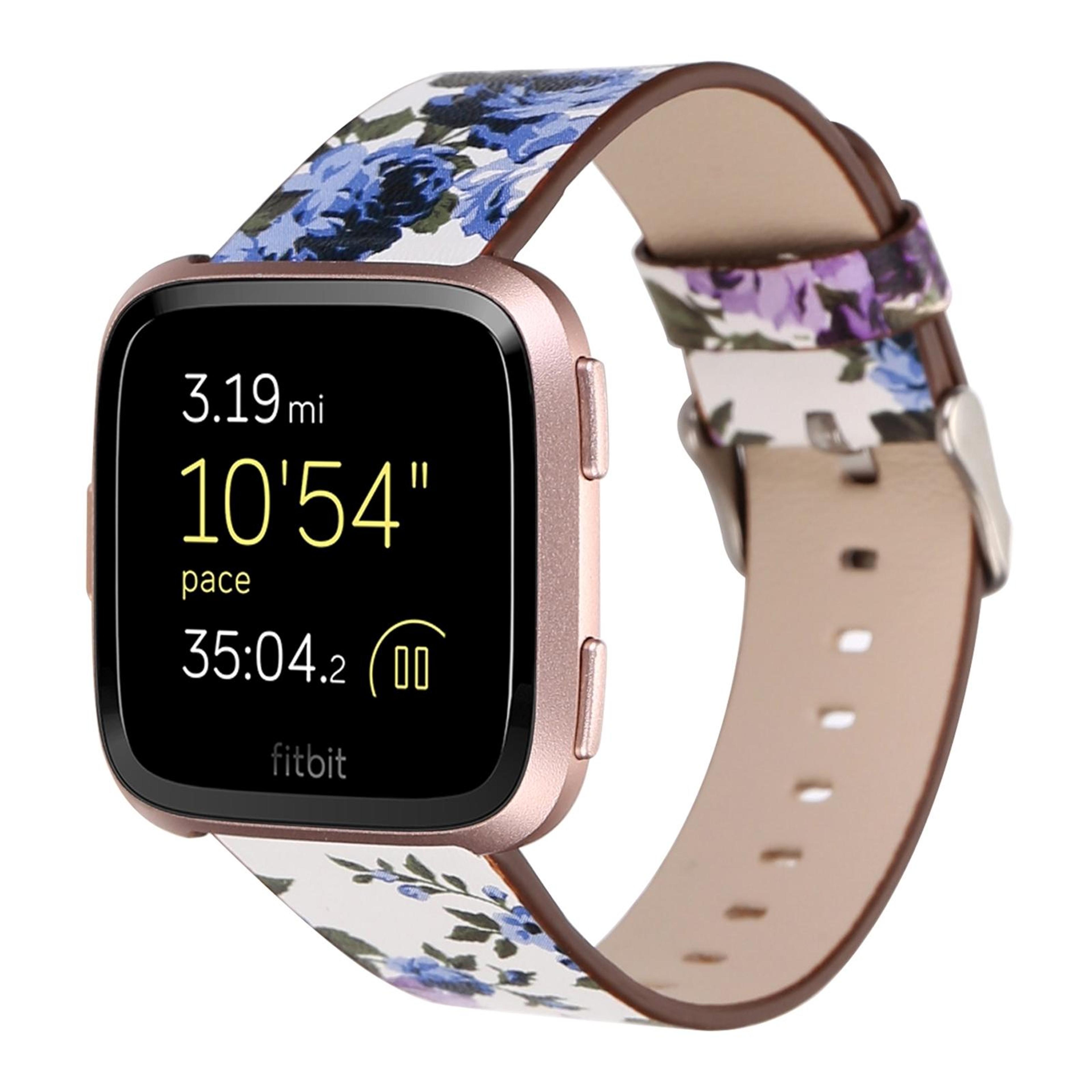 fitbit versa 1 2 leather watch band floral replacement strap adjustable wristband