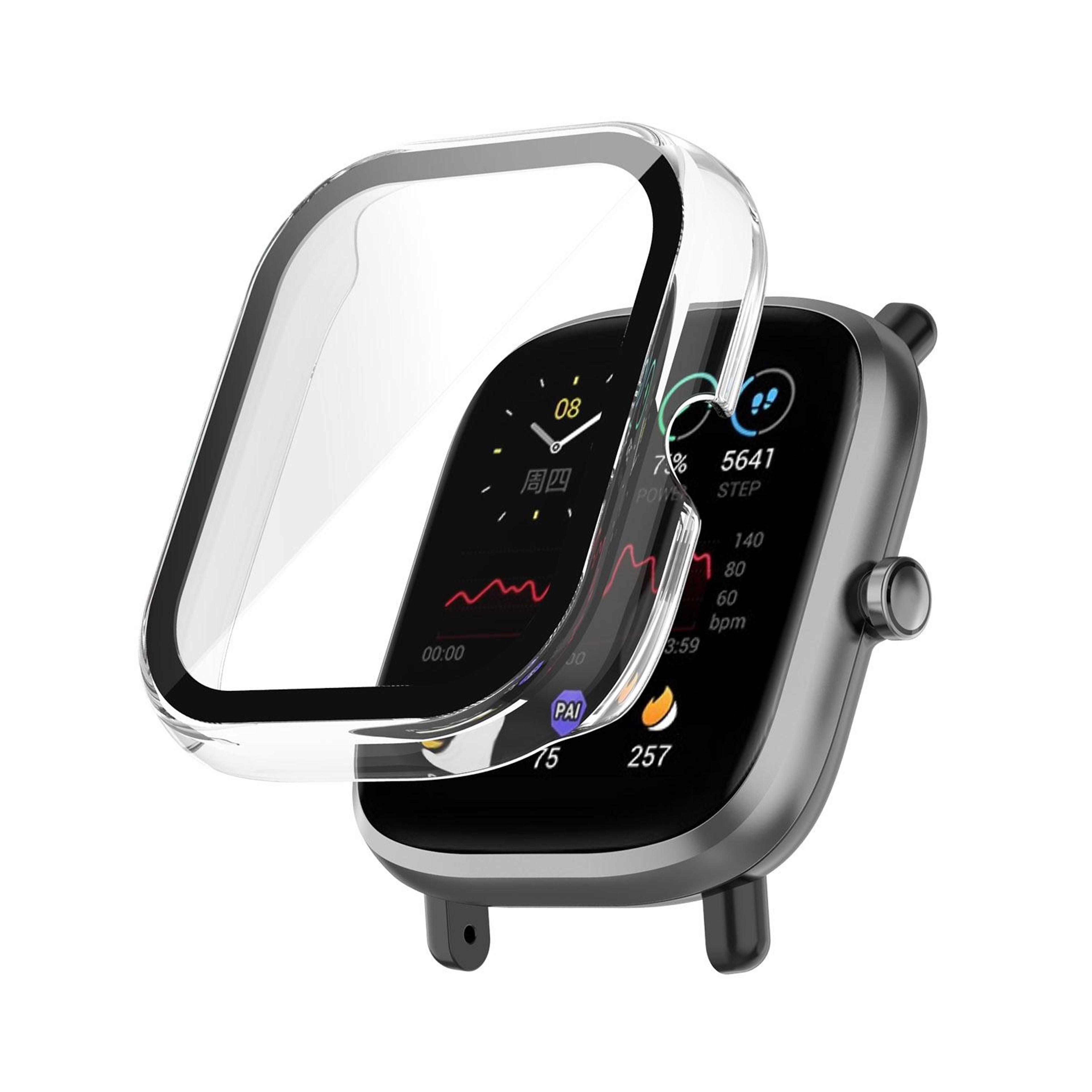 amazfit bip u, bip u pro, pop, pop pro tempered glass watch case full coverage protective cover