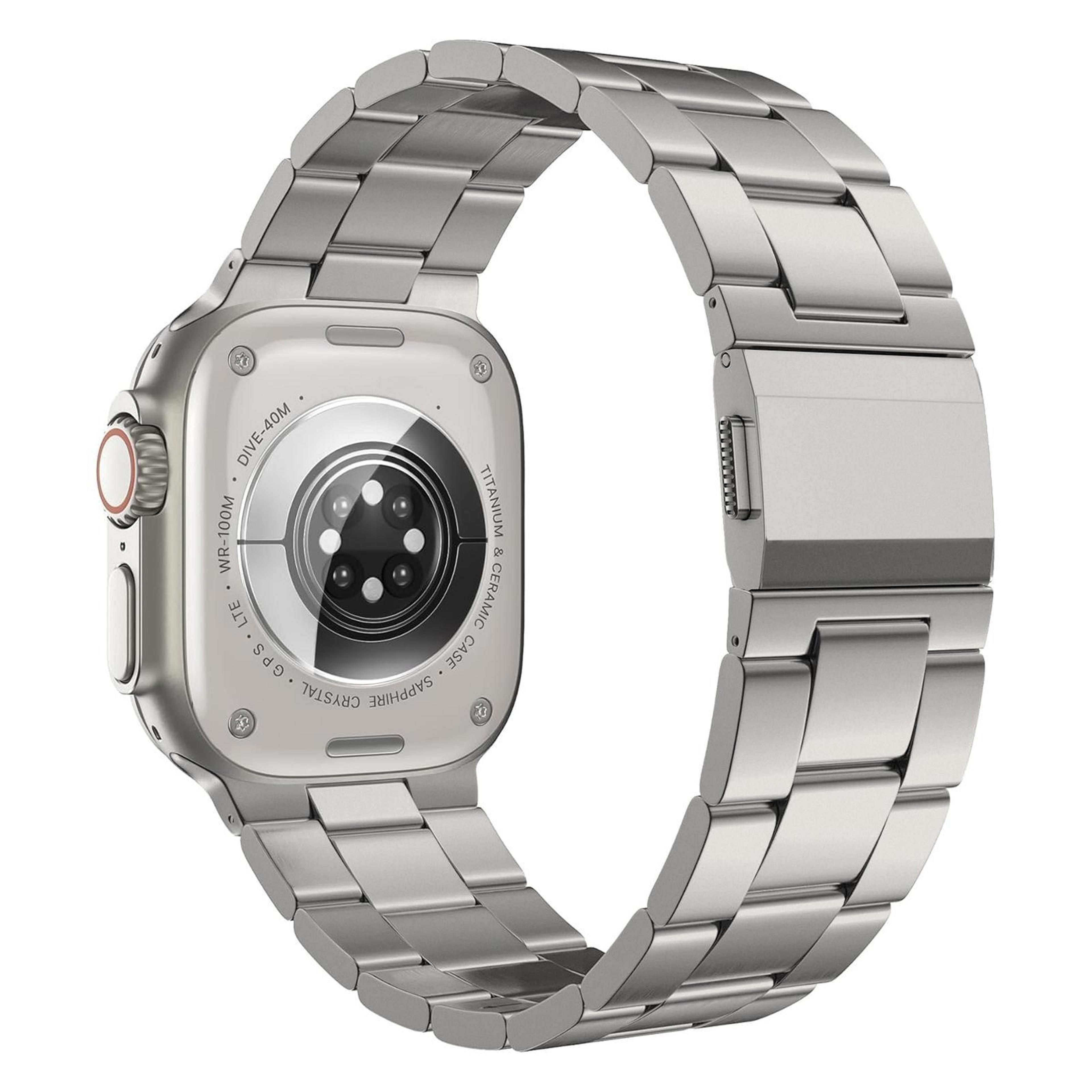 apple watch titanium alloy band with norman clasp three link metal strap
