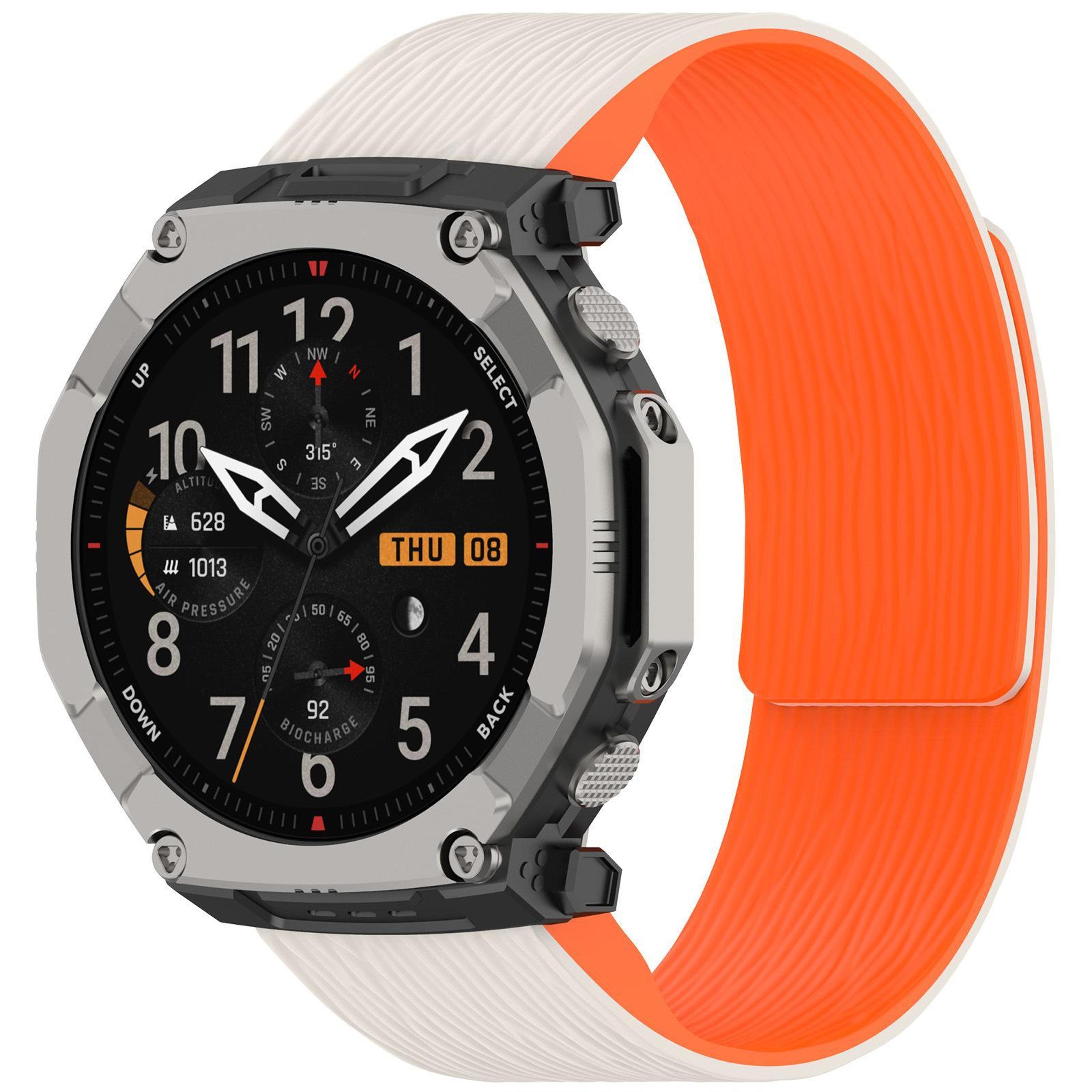amazfit t rex ultra 2 magnetic silicone watch band pleated texture adjustable replacement strap