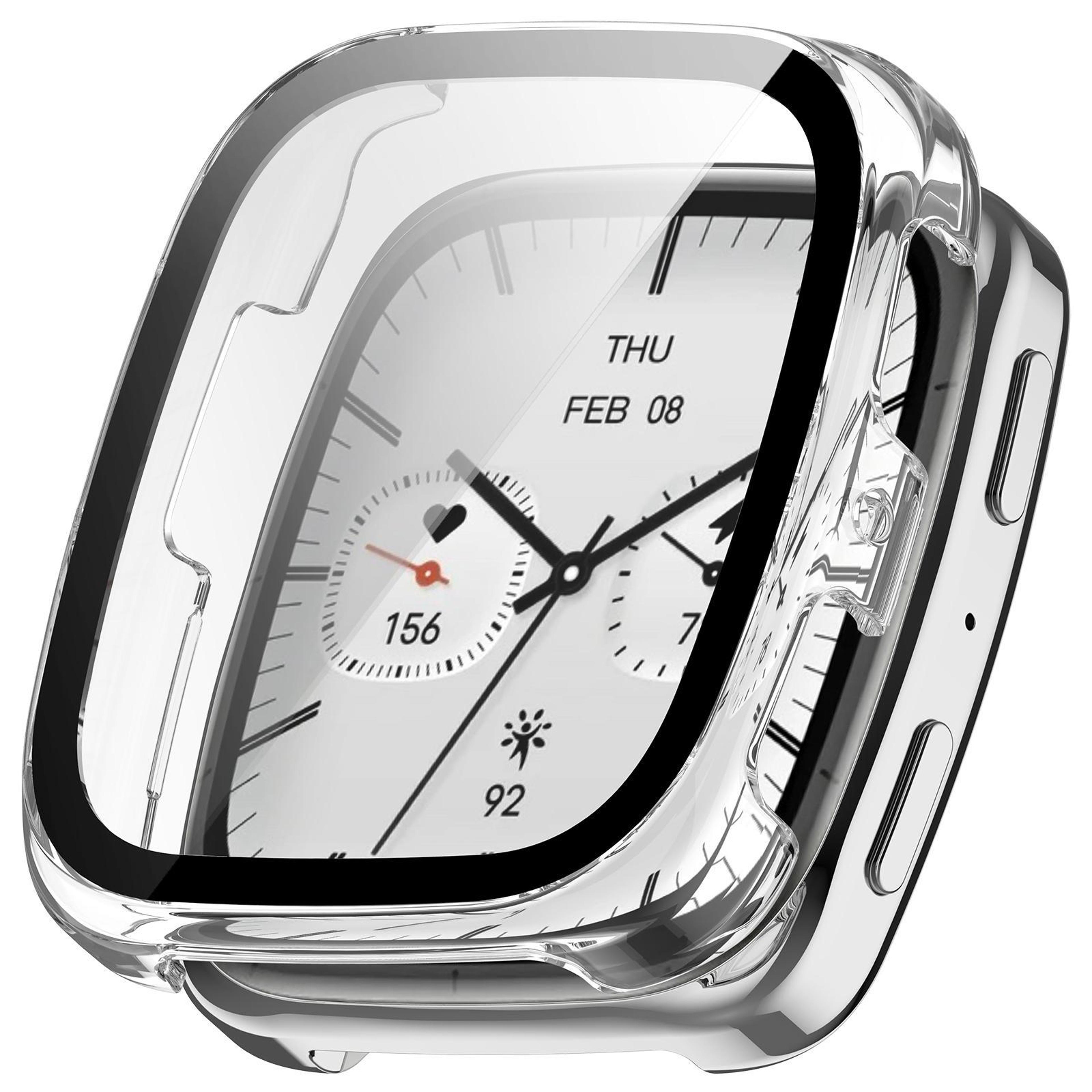amazfit active 2 square protective case with tempered glass screen protector pc full cover