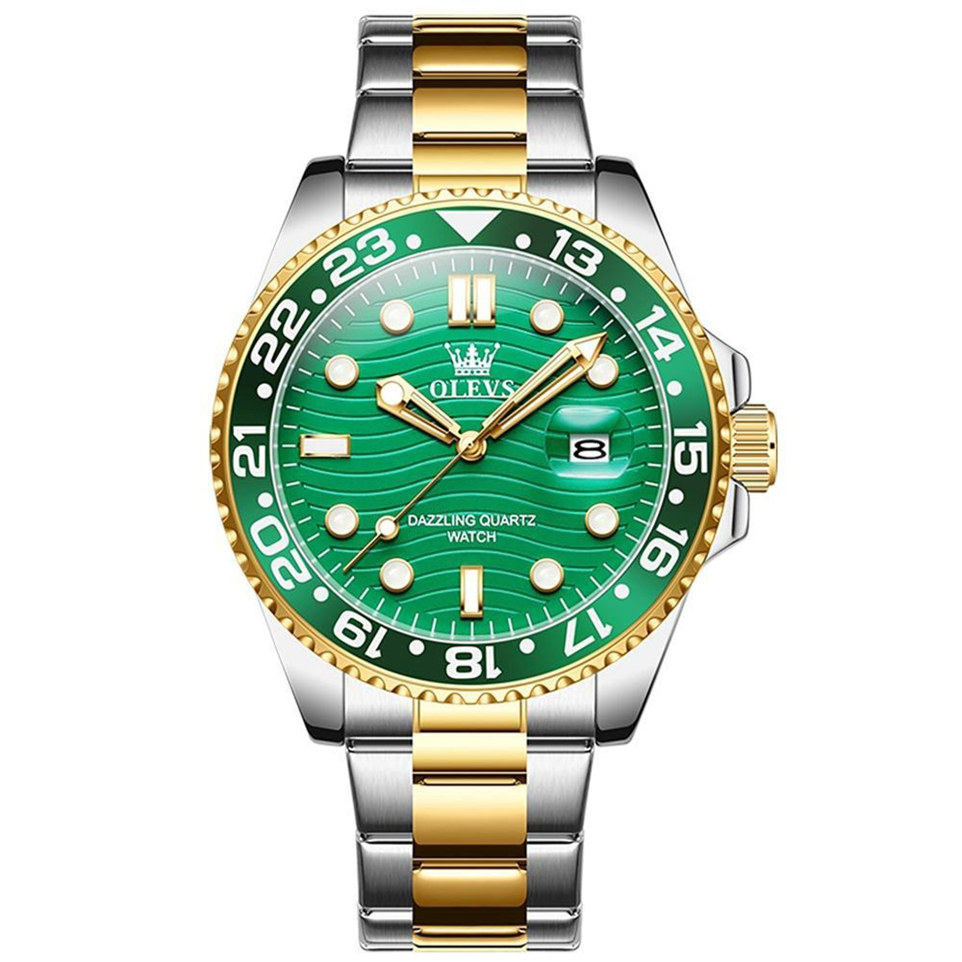 olevs 3610 mens quartz watch stainless steel waterproof watch with luminous display
