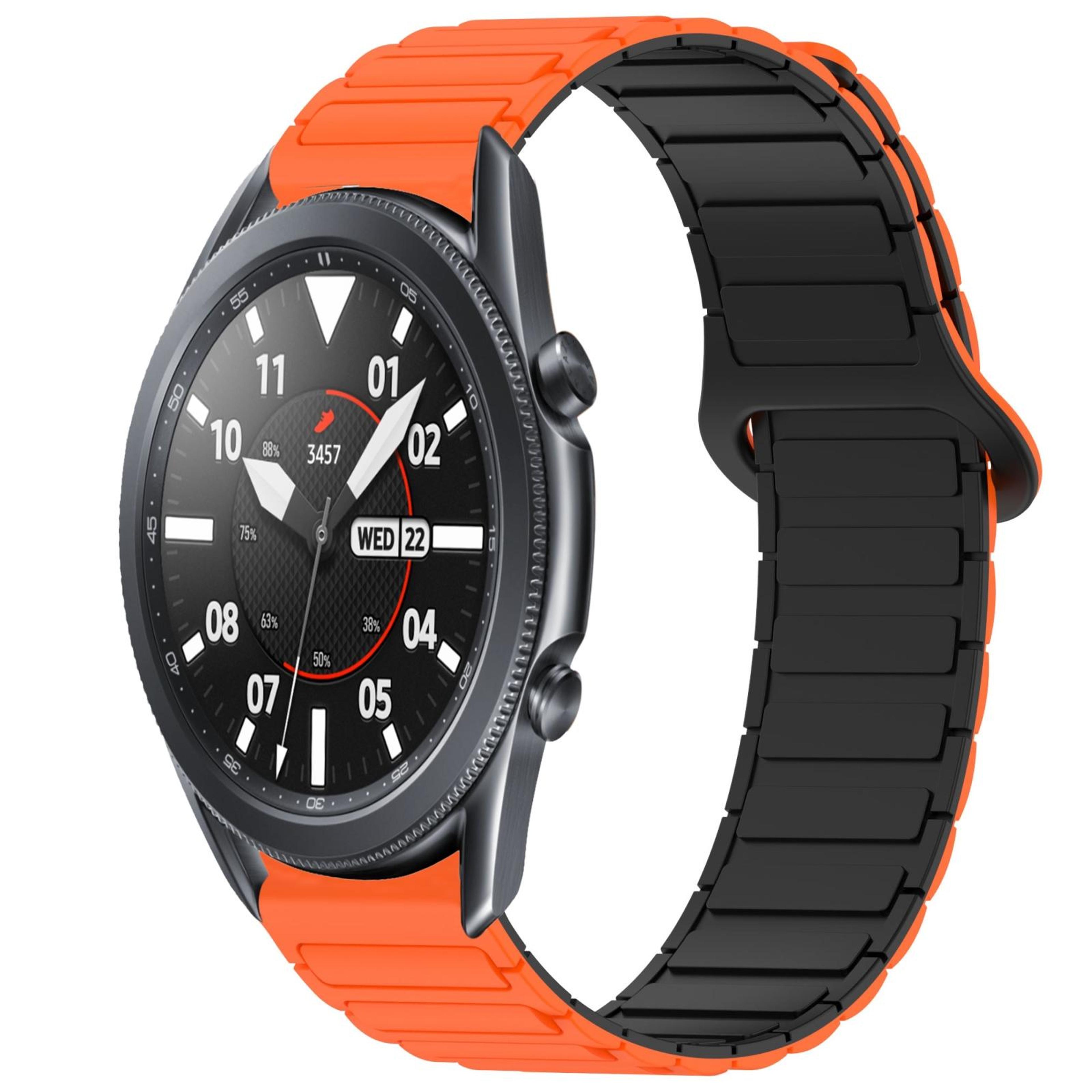 samsung galaxy watch3 45mm magnetic silicone watch band dual color adjustable replacement strap