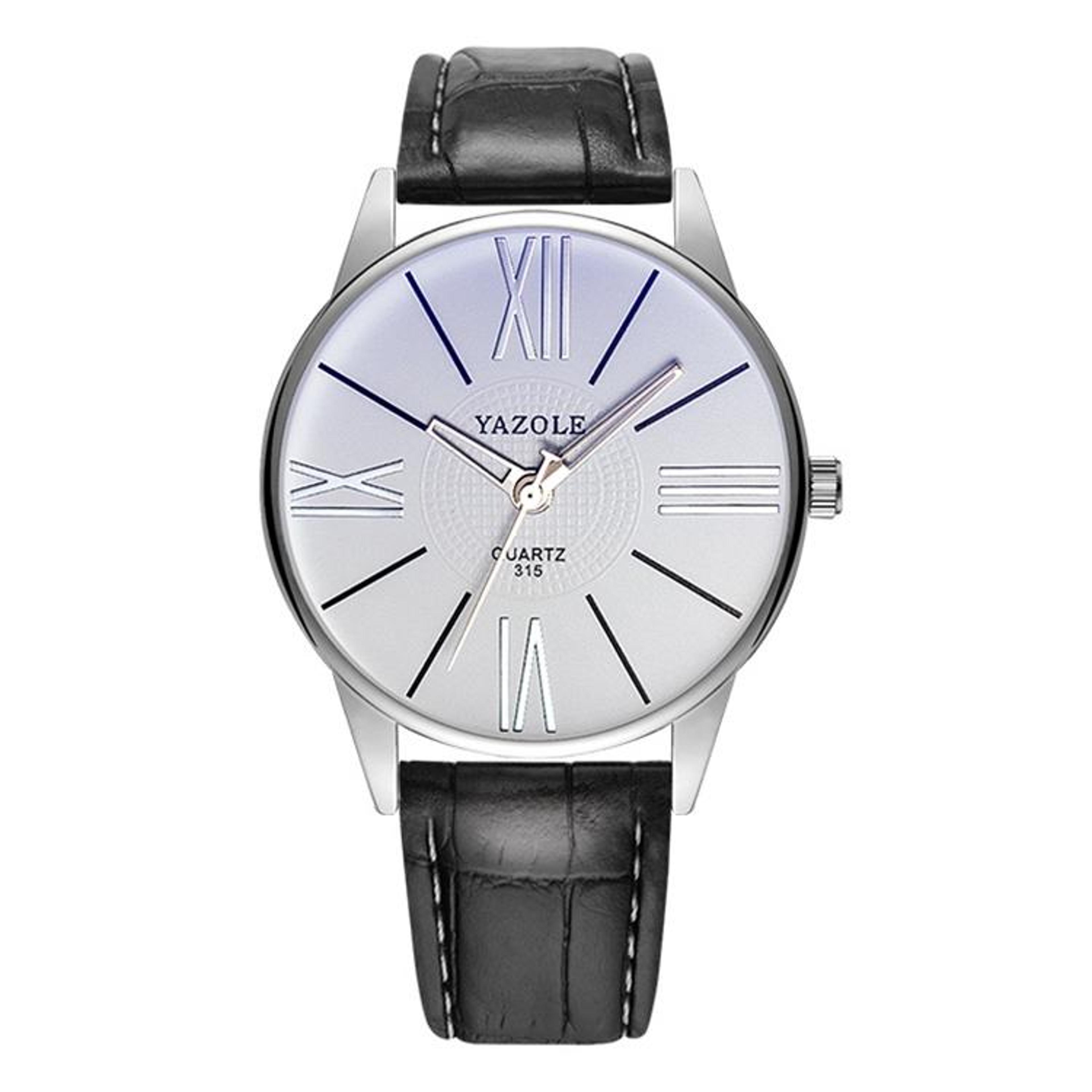 yazole 315 waterproof quartz watch large dial sports watch with soft pu strap for men