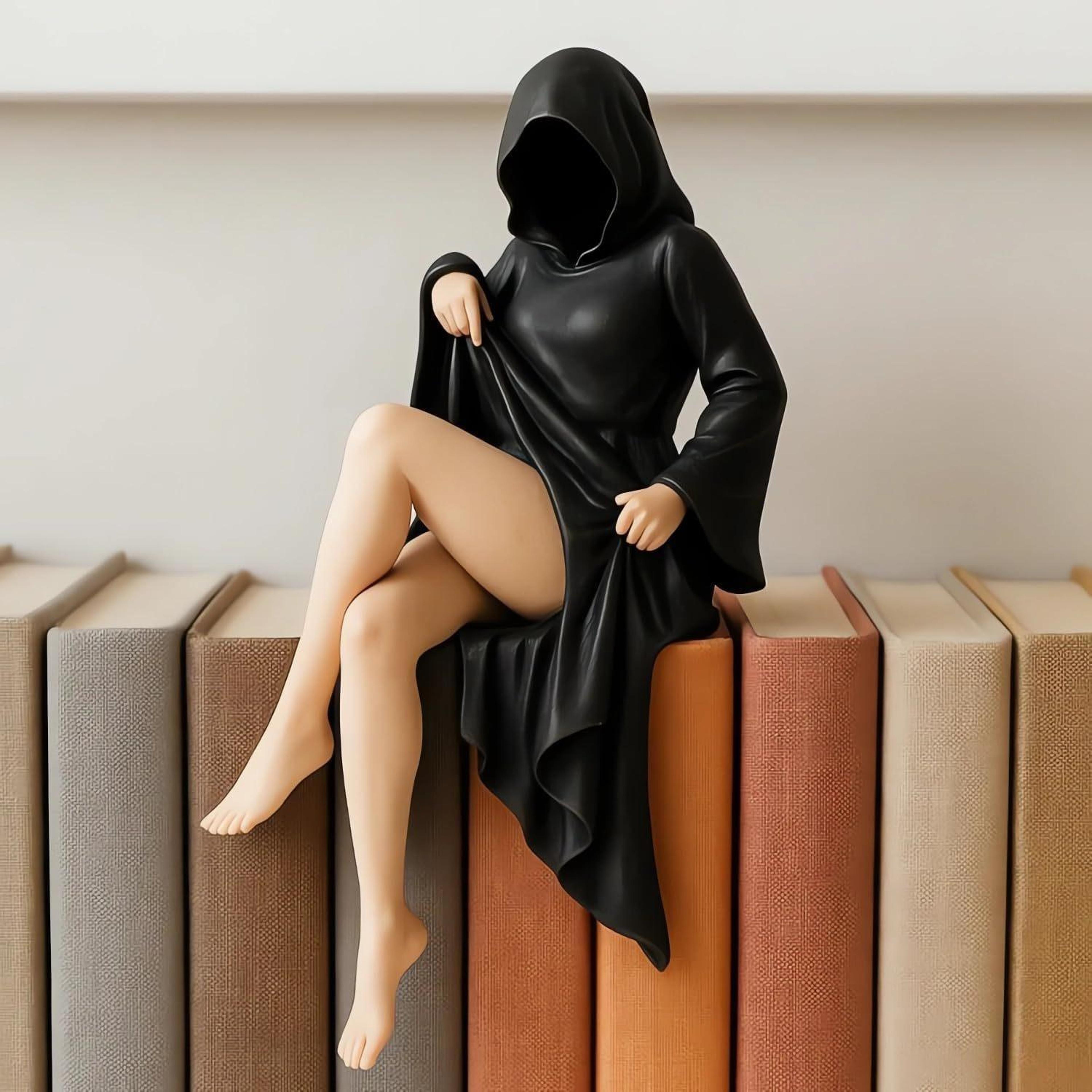 halloween bookshelf statue black robe queen gothic decor 3d printed collectible figurine