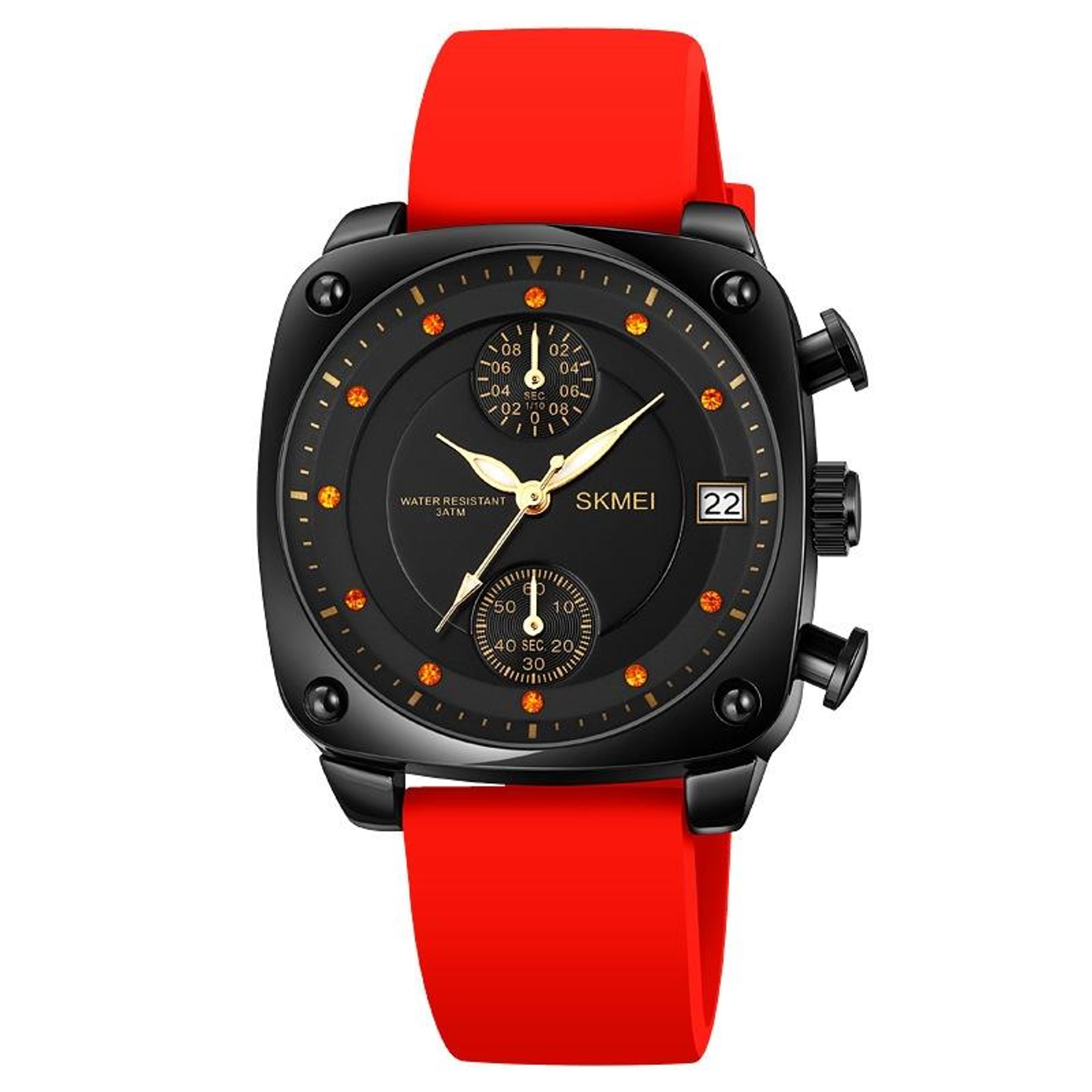 skmei 1903 waterproof quartz watch with silicone strap stainless steel buckle