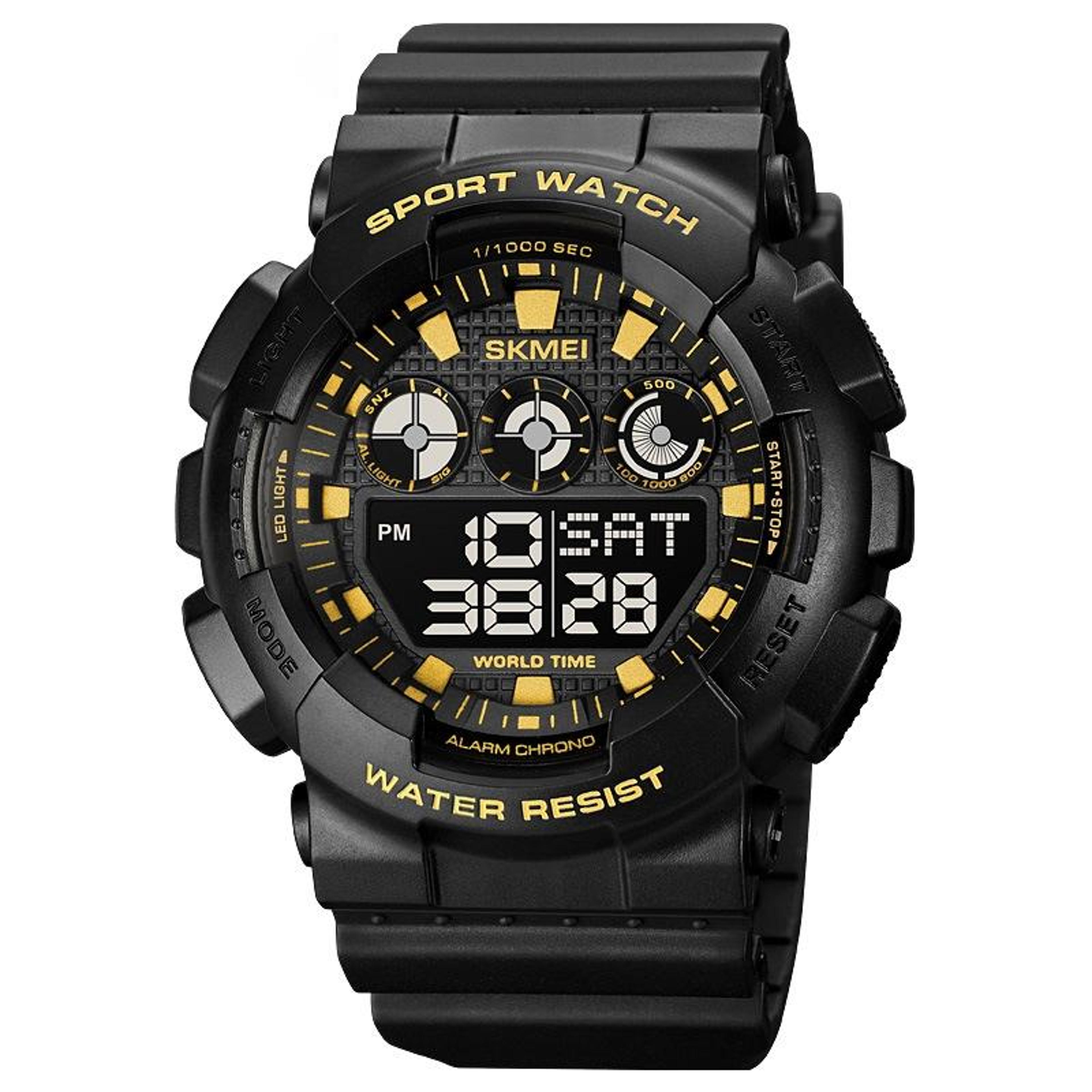 skmei 1857 digital sports watch 50m waterproof watch with pu strap led multi function watch