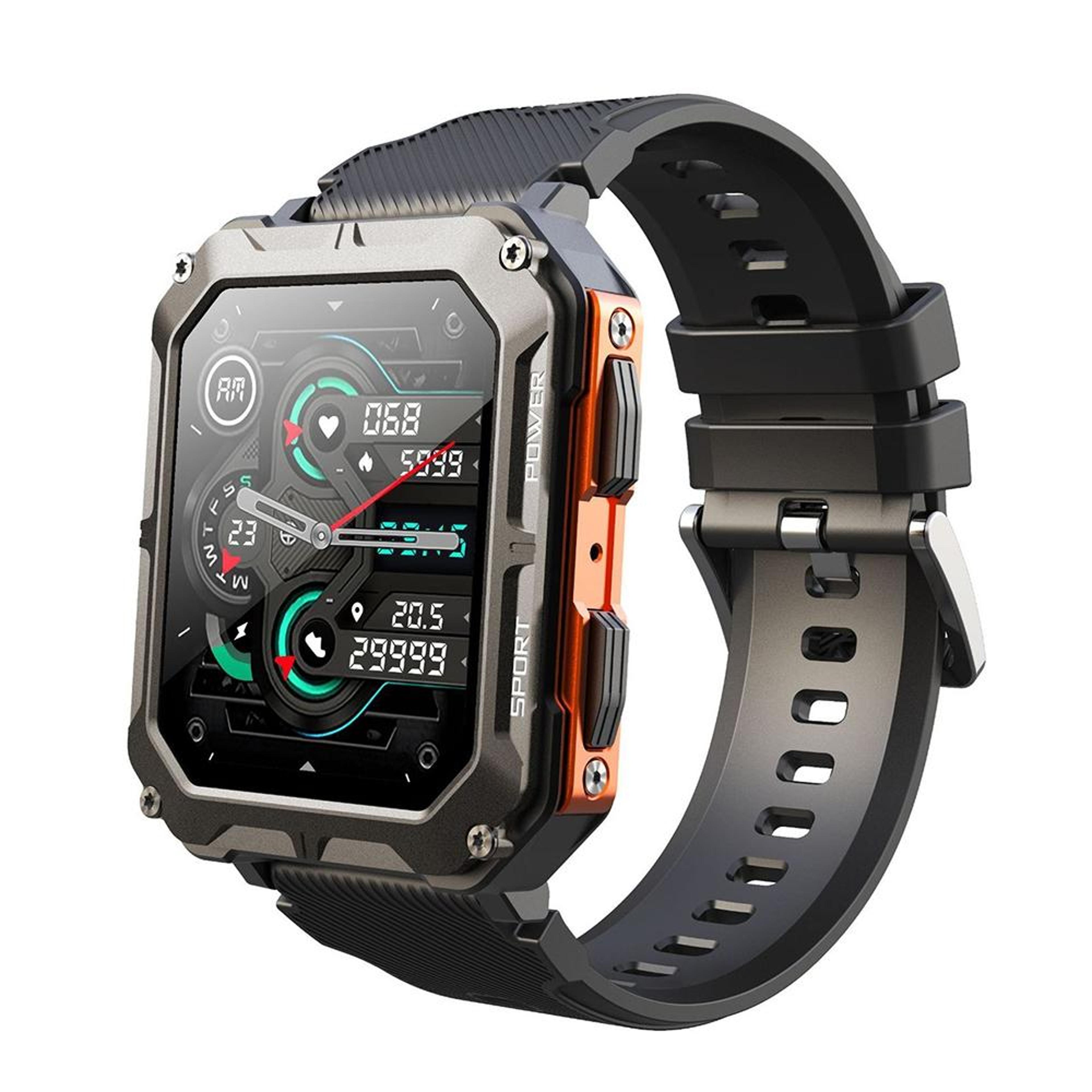 c20 pro bluetooth calling smartwatch 1.83 inch ip68 waterproof smart watch with 123 sports modes