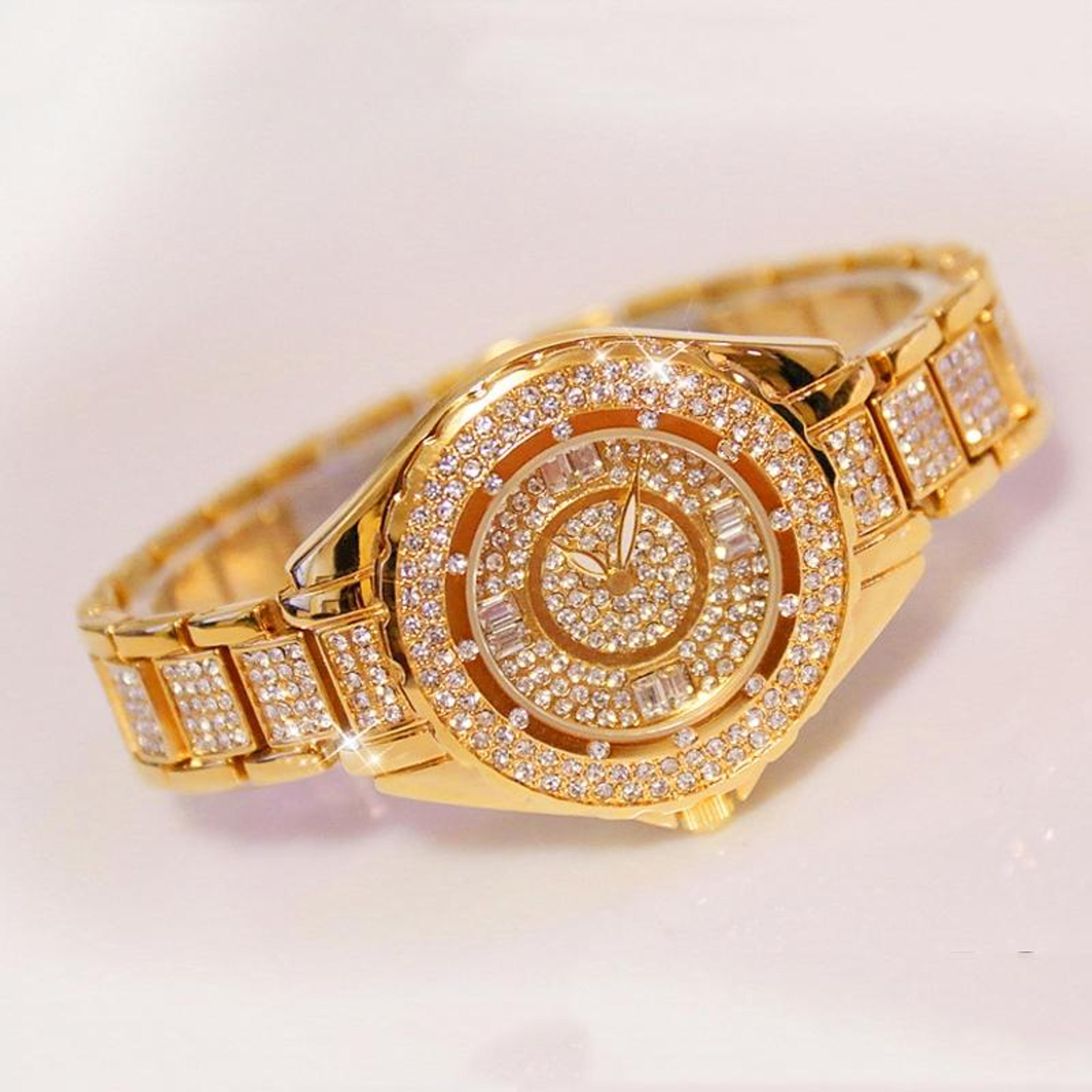 bs bee sister womens quartz watch full diamond fashion dress watch with mineral glass