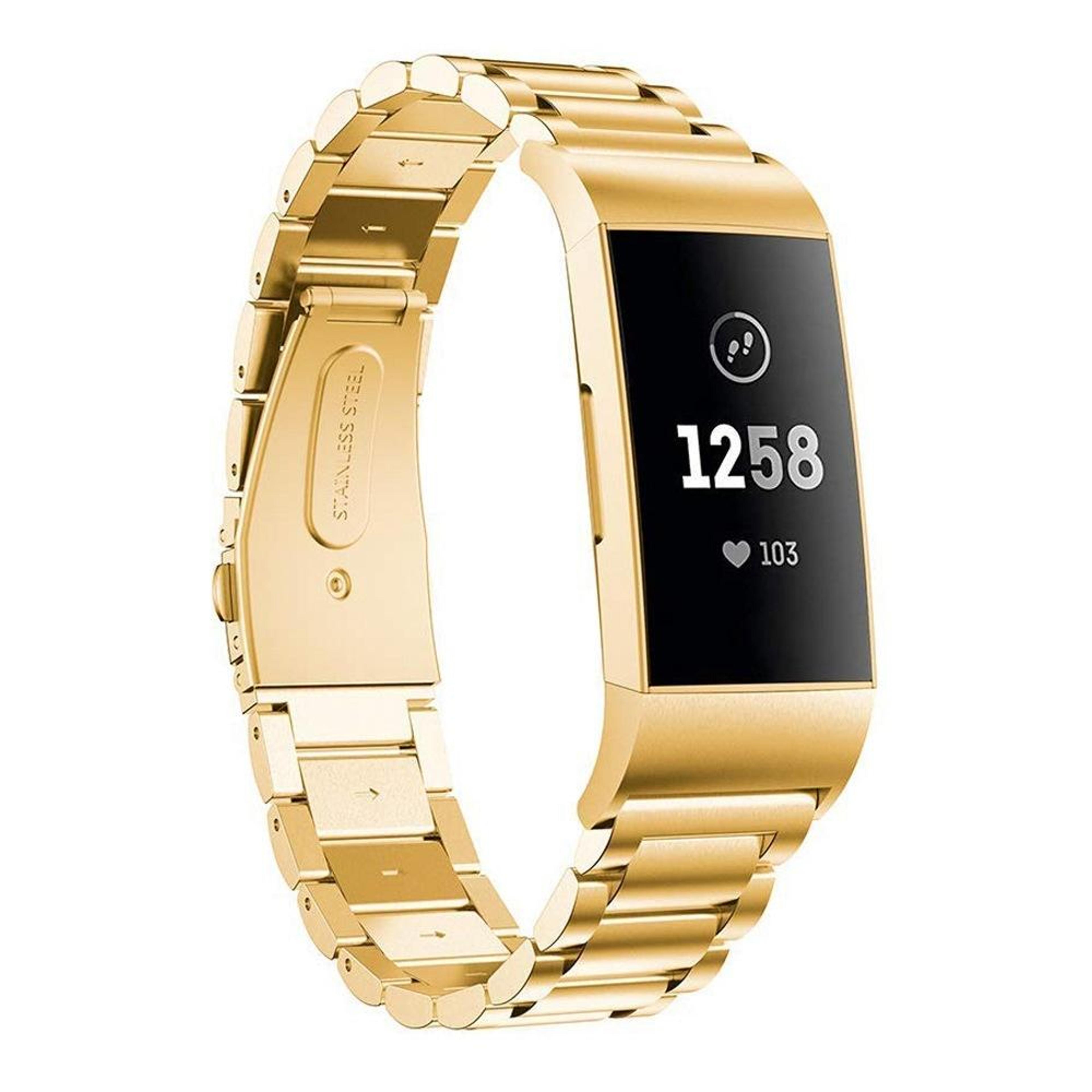 premium stainless steel watch band replacement strap for fitbit charge 3 with secure slingshot buckle