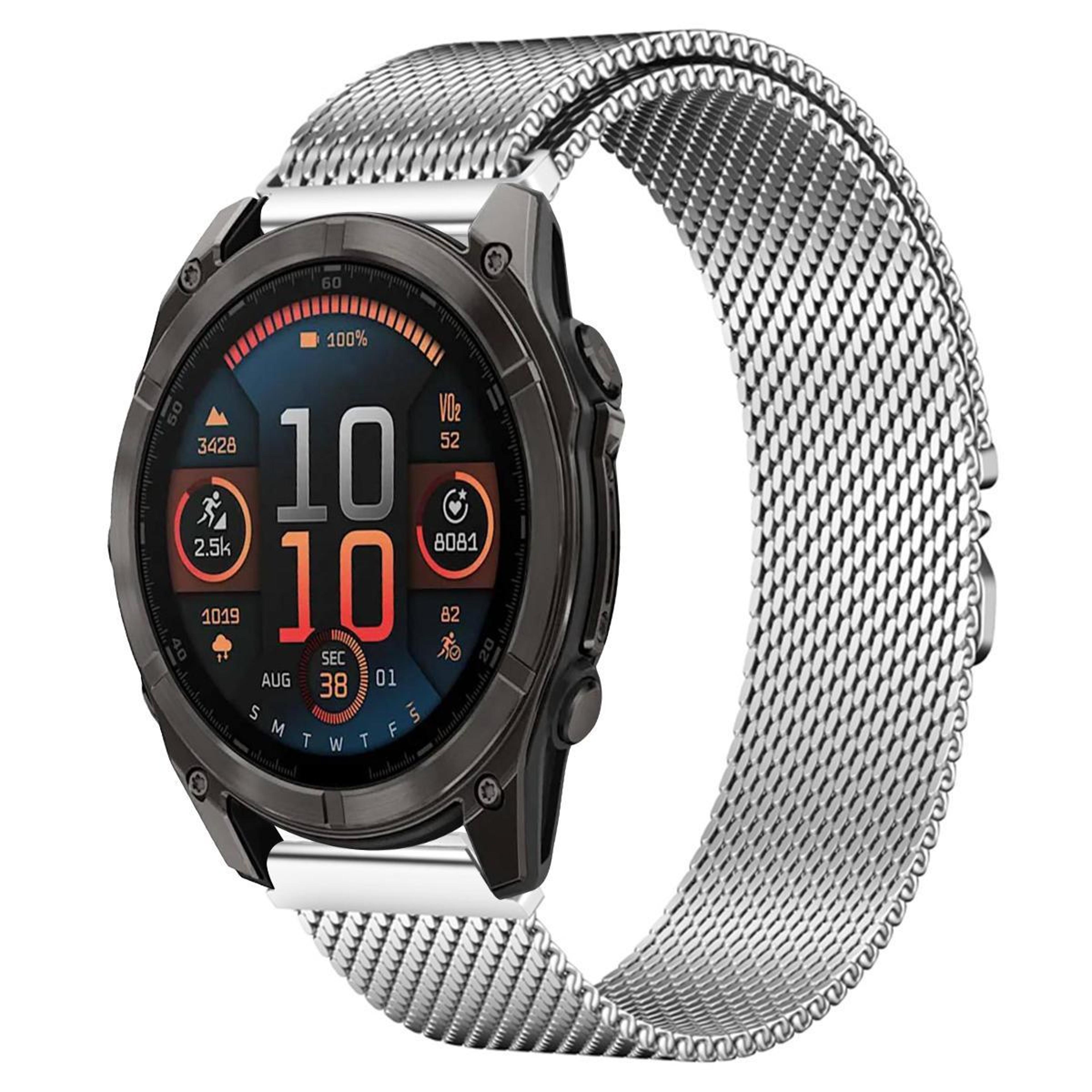 garmin fenix 8 7x 6x 5x stainless steel watch band 26mm milanese watch band with parachute buckle