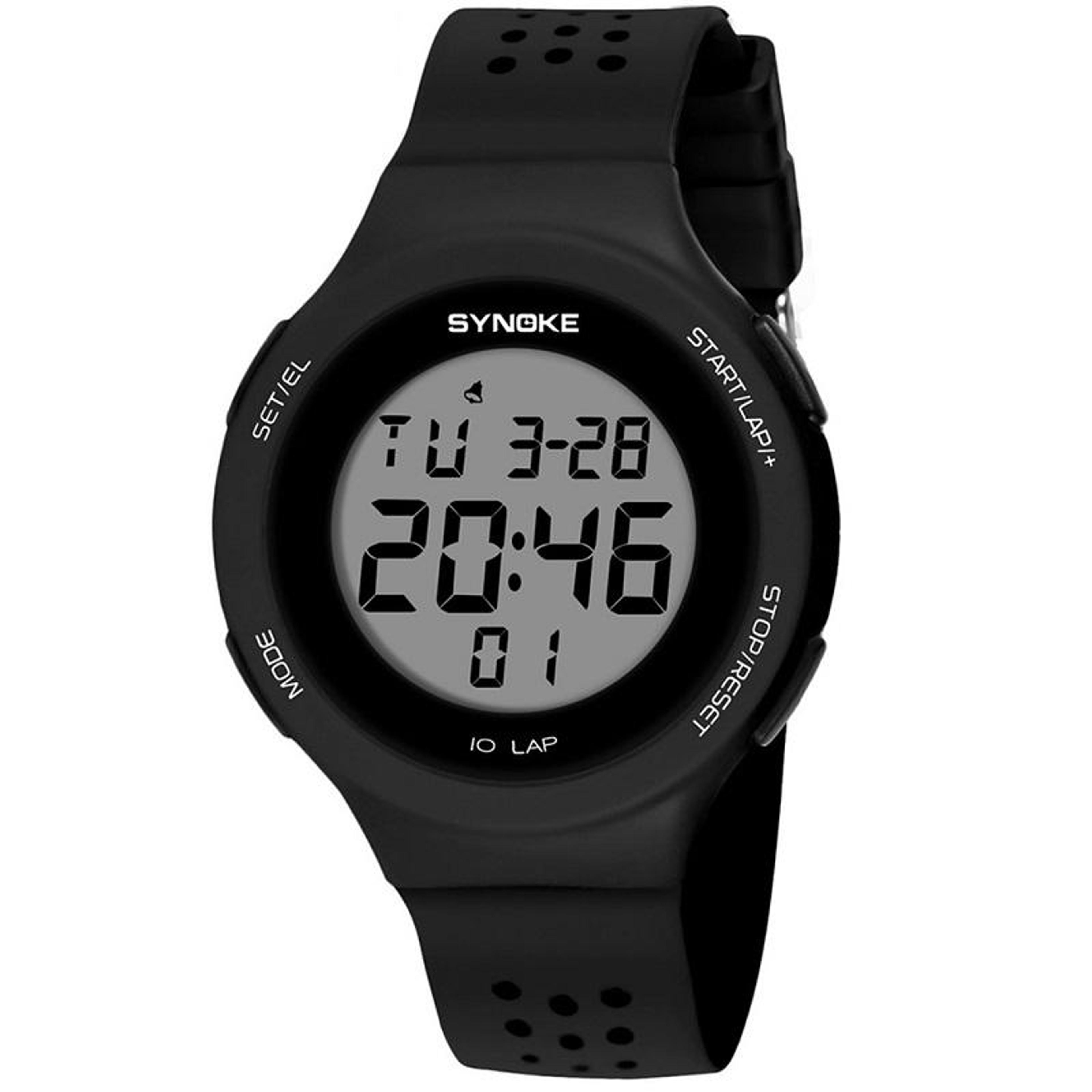 synoke 67866 waterproof sports watch digital led swimming silicone strap watch
