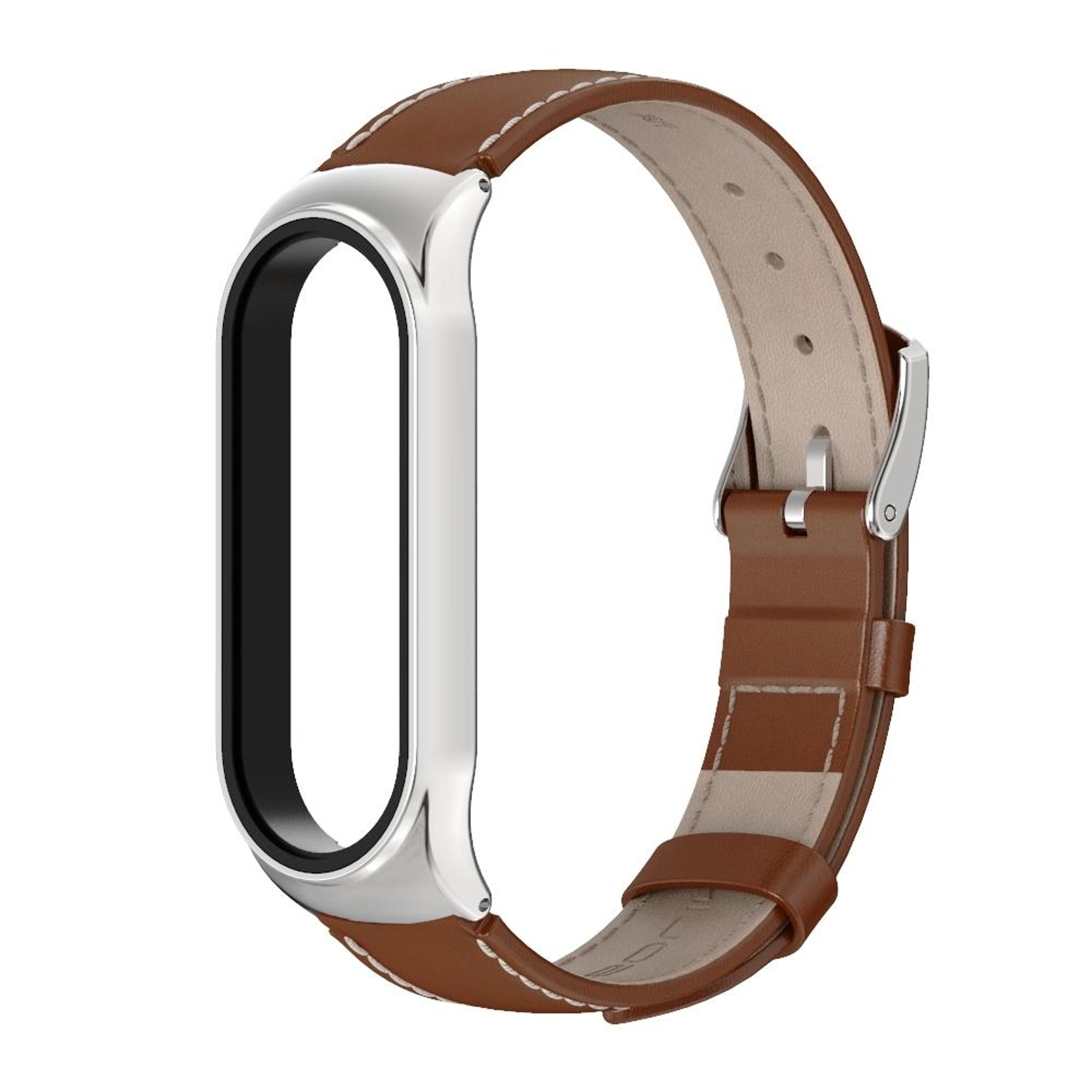 mijobs genuine cowhide xiaomi mi band 6 leather strap adjustable replacement watch band for mi band 5
