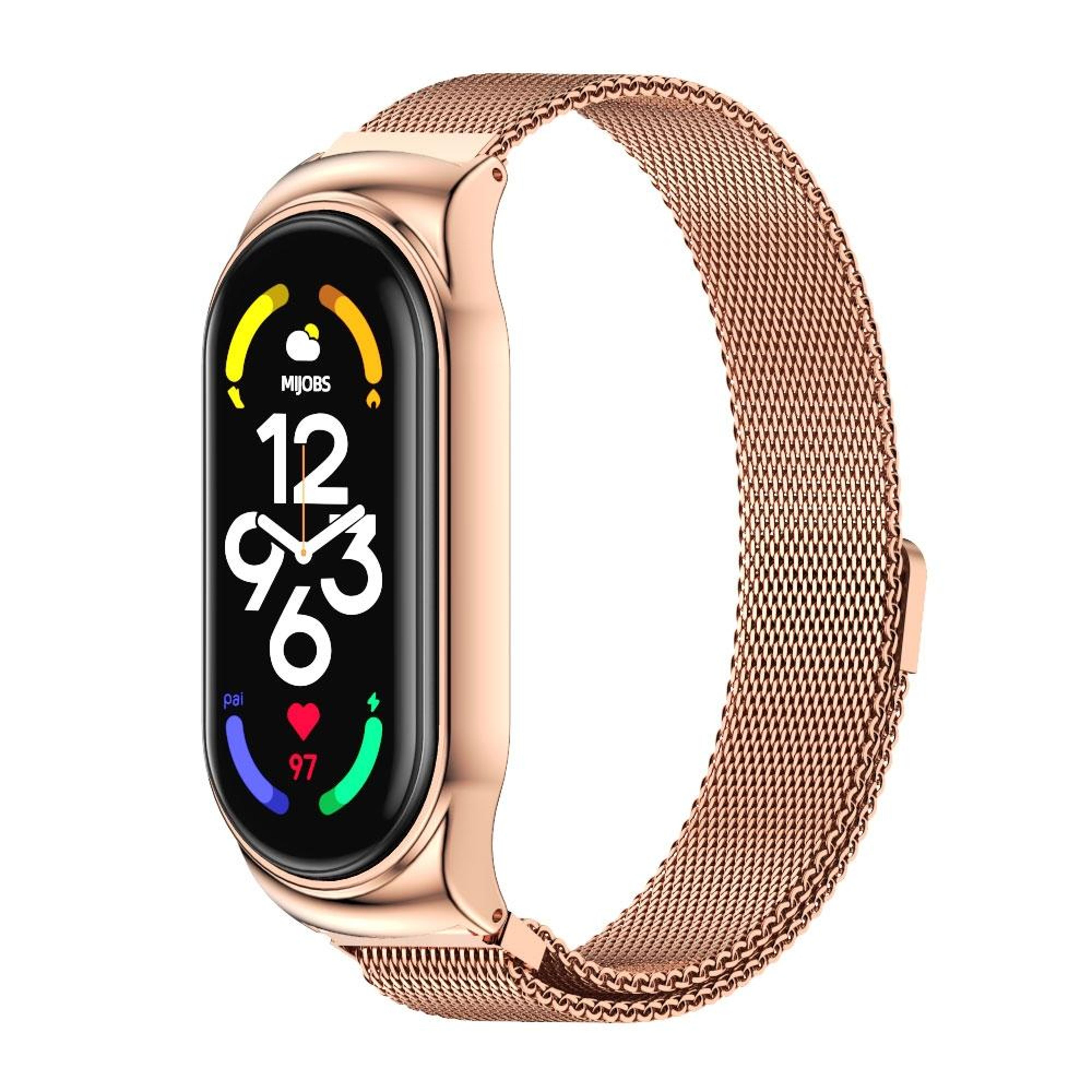 mijobs milanese magnetic stainless steel watch band for xiaomi mi band 7 and 7 nfc