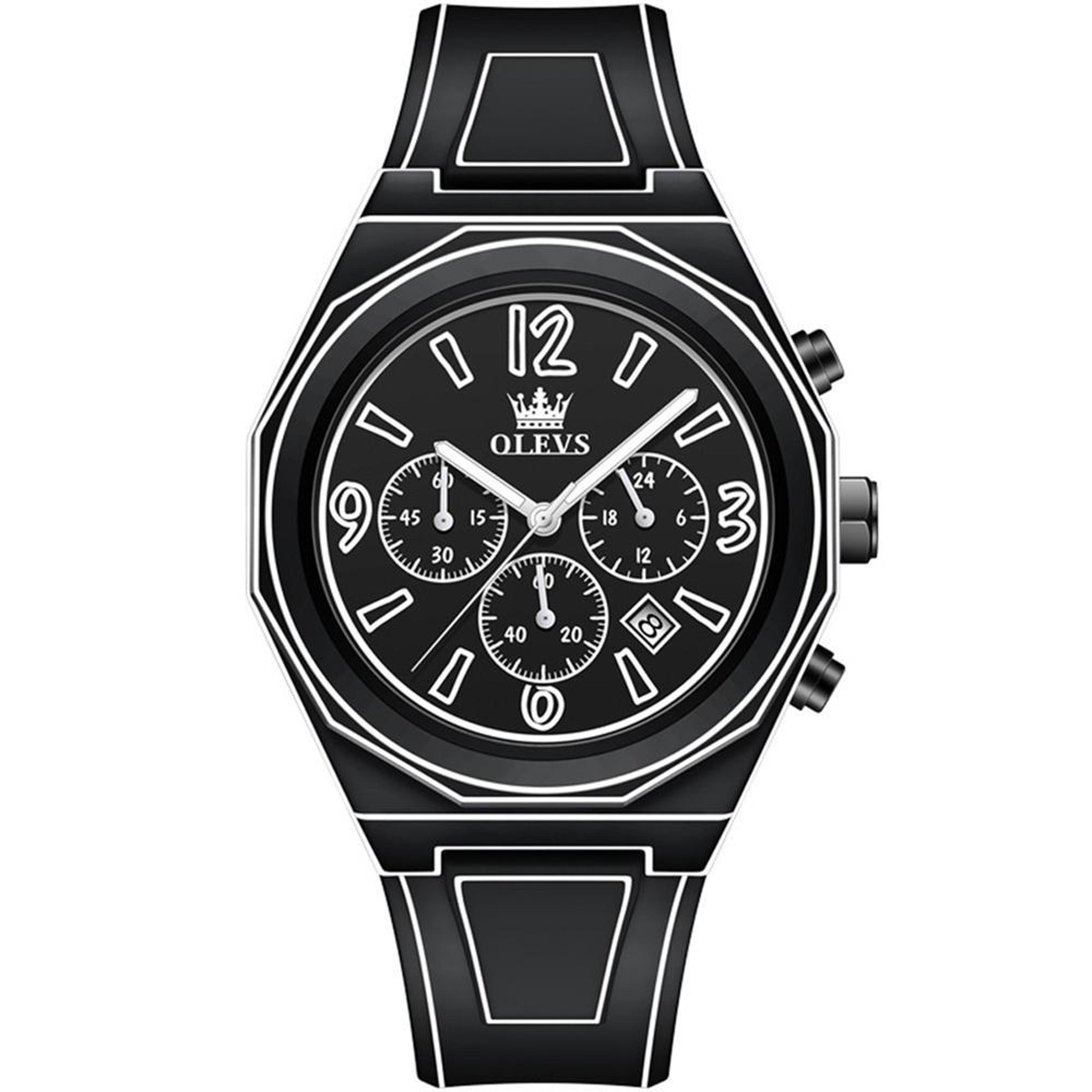 olevs 5622 mens quartz watch multifunctional luminous watch with waterproof silicone strap
