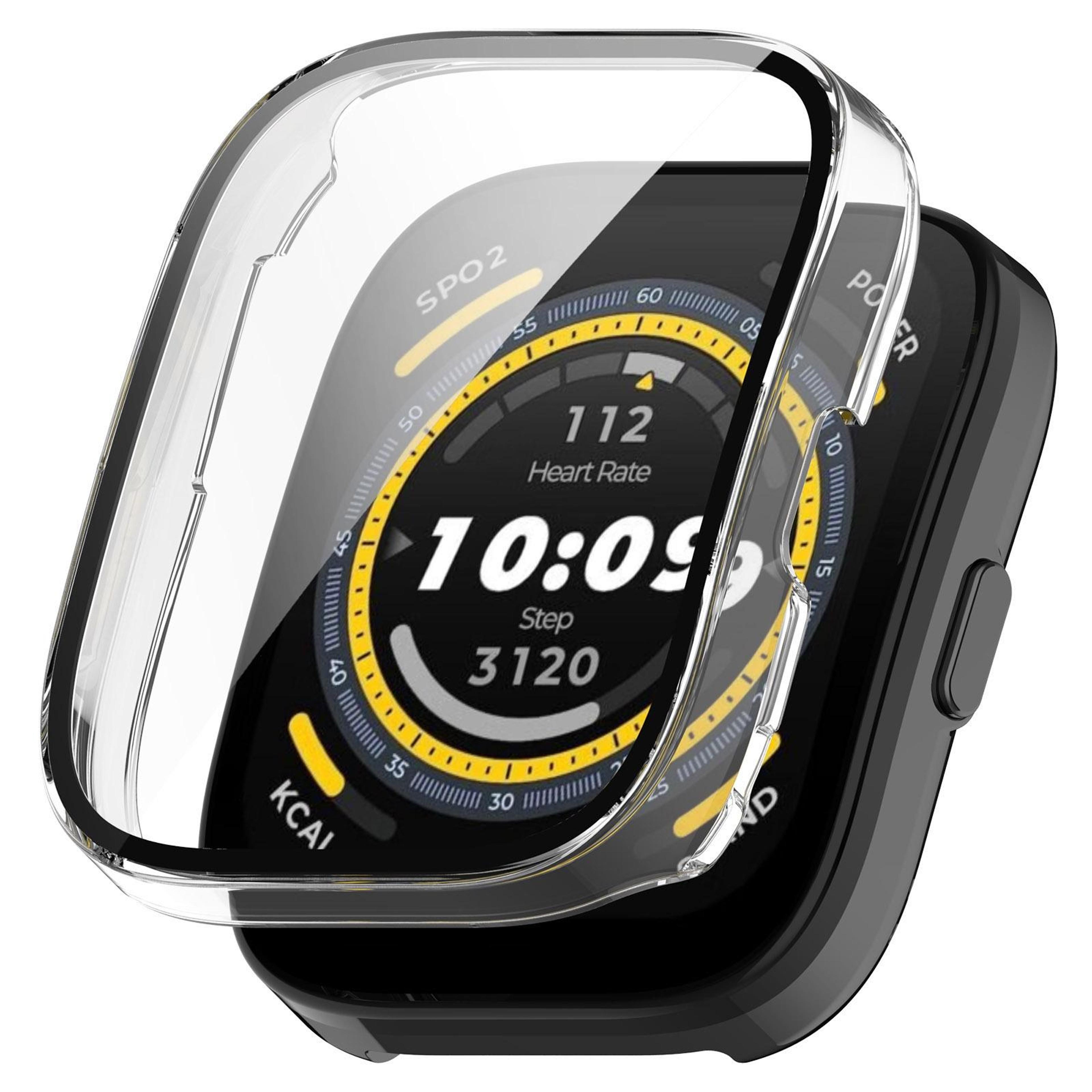 amazfit bip 5 protective case with tempered glass screen protector full coverage pc cover
