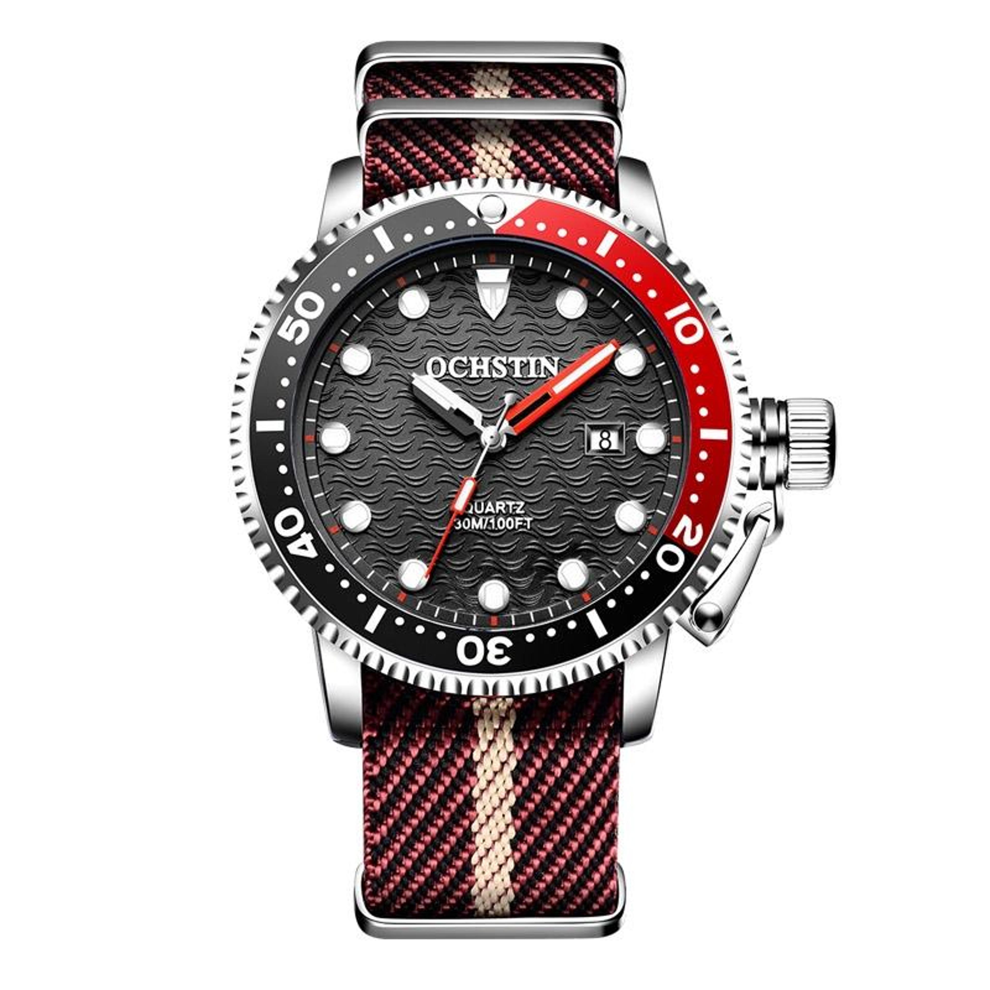 ochstin 7003b mens quartz watch waterproof luminous multifunction business watch with nylon strap