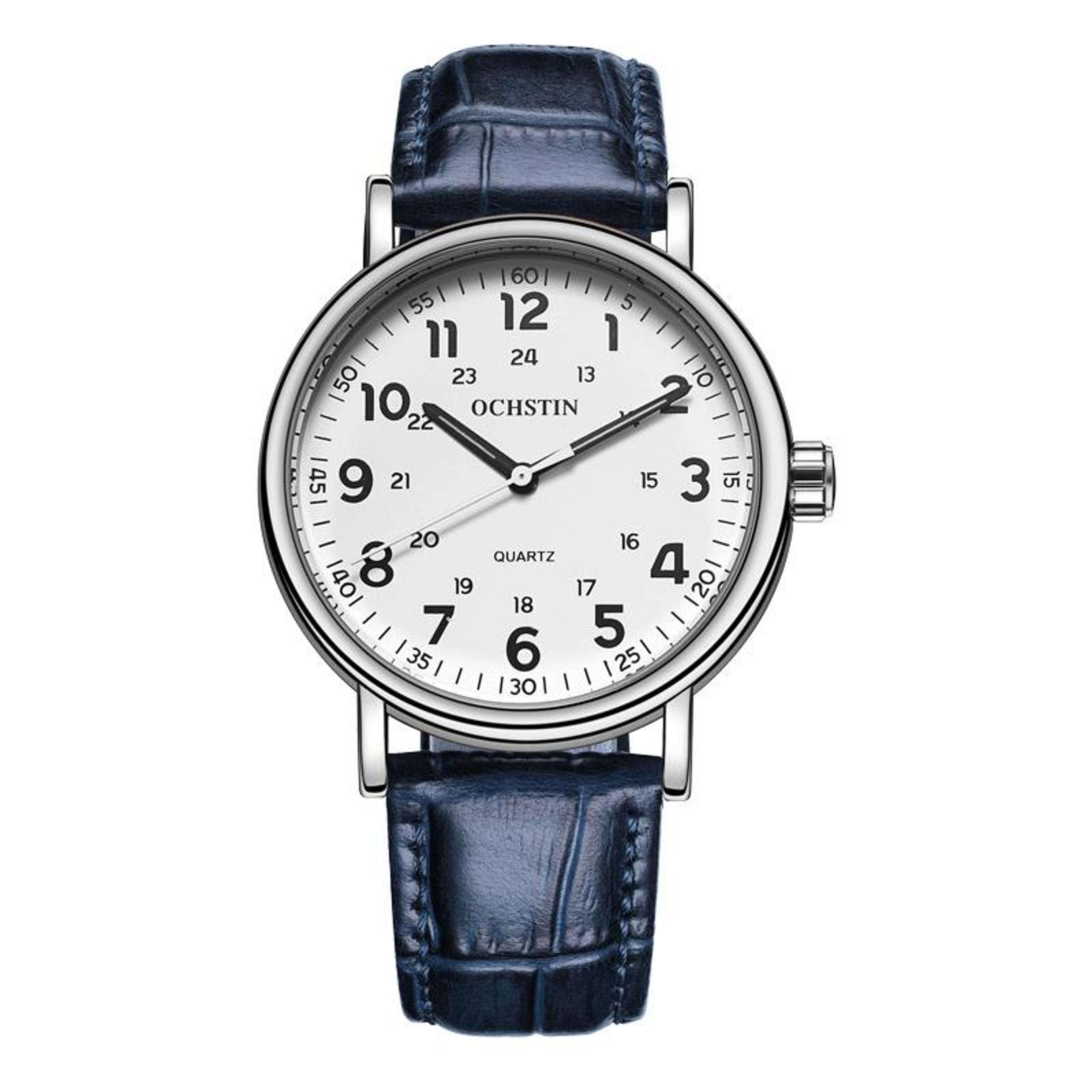 ochstin 6081c mens leather watch hollow dial quartz watch business wristwatch
