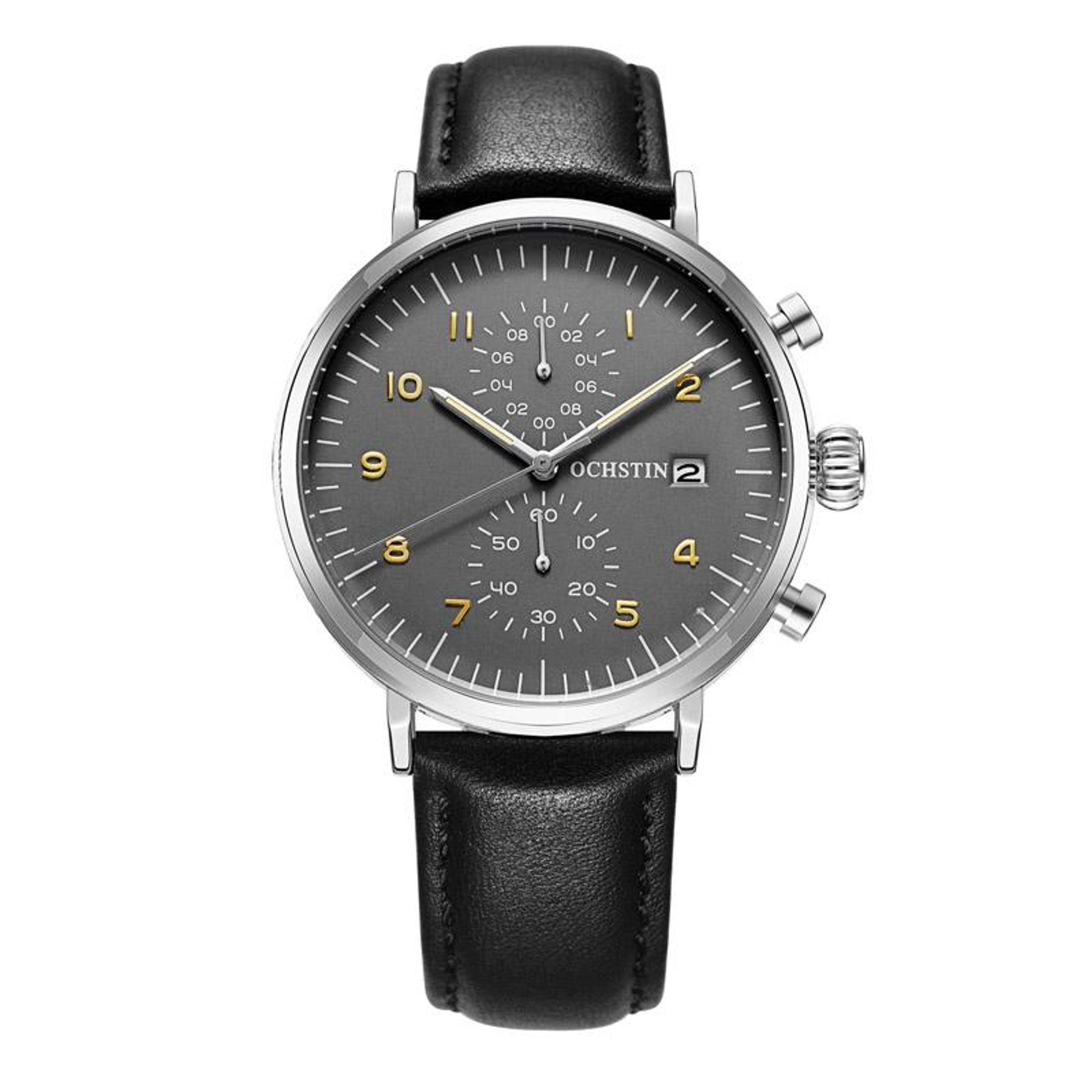 ochstin 6076c mens quartz watch waterproof business leather watch with multifunction dial