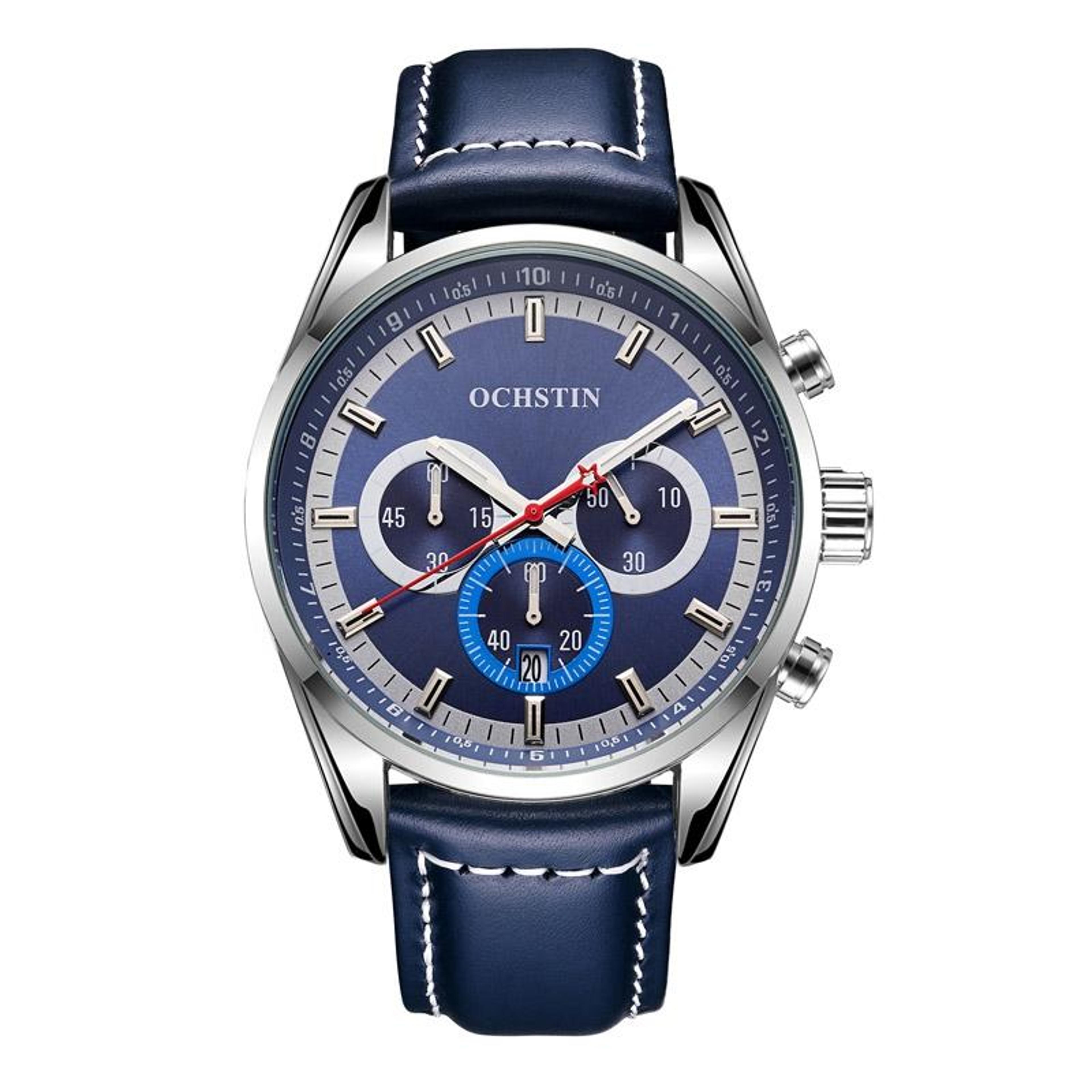 ochstin 6046a mens leather watch business quartz watch waterproof analog wristwatch