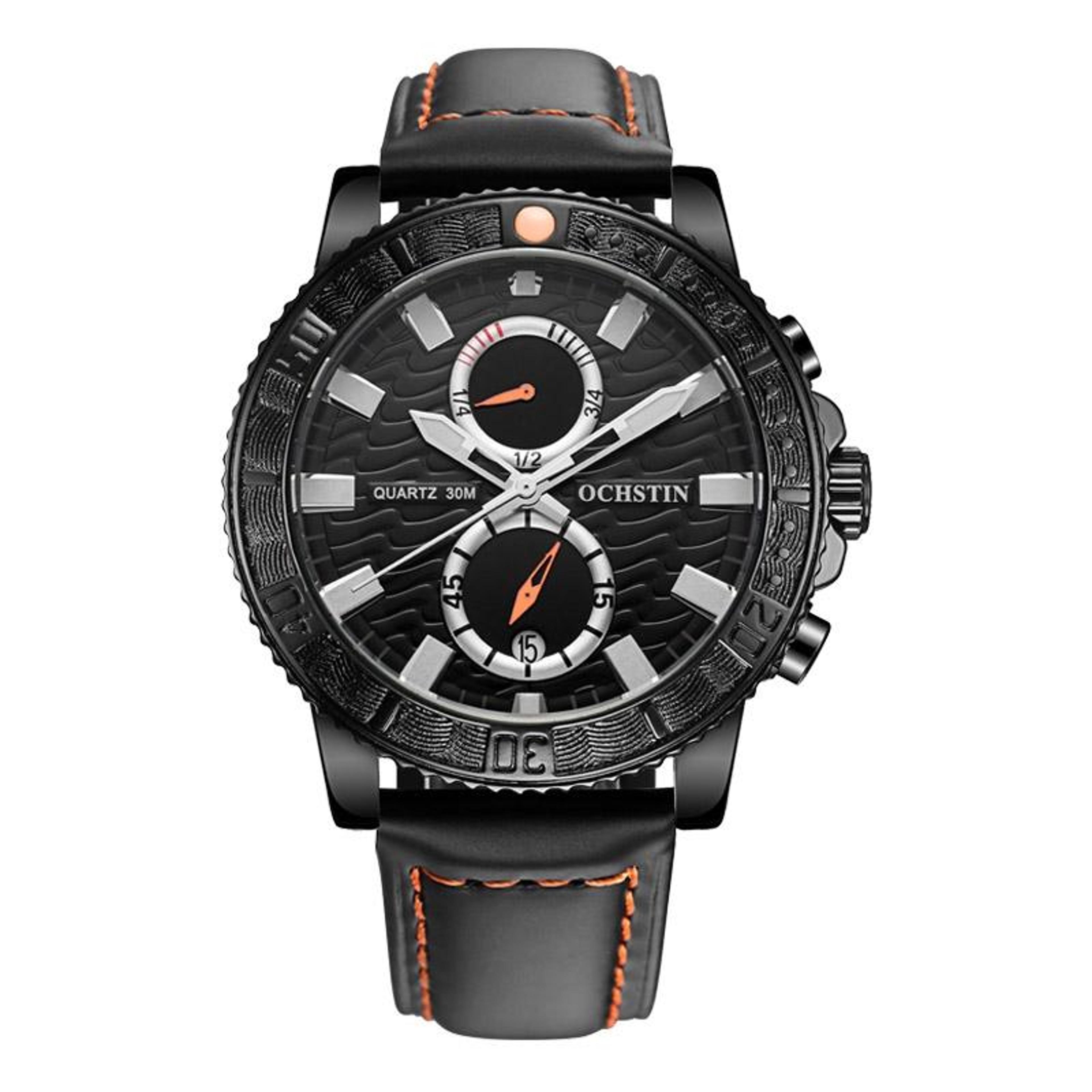 ochstin 6045a mens quartz watch genuine leather business watch with luminous display