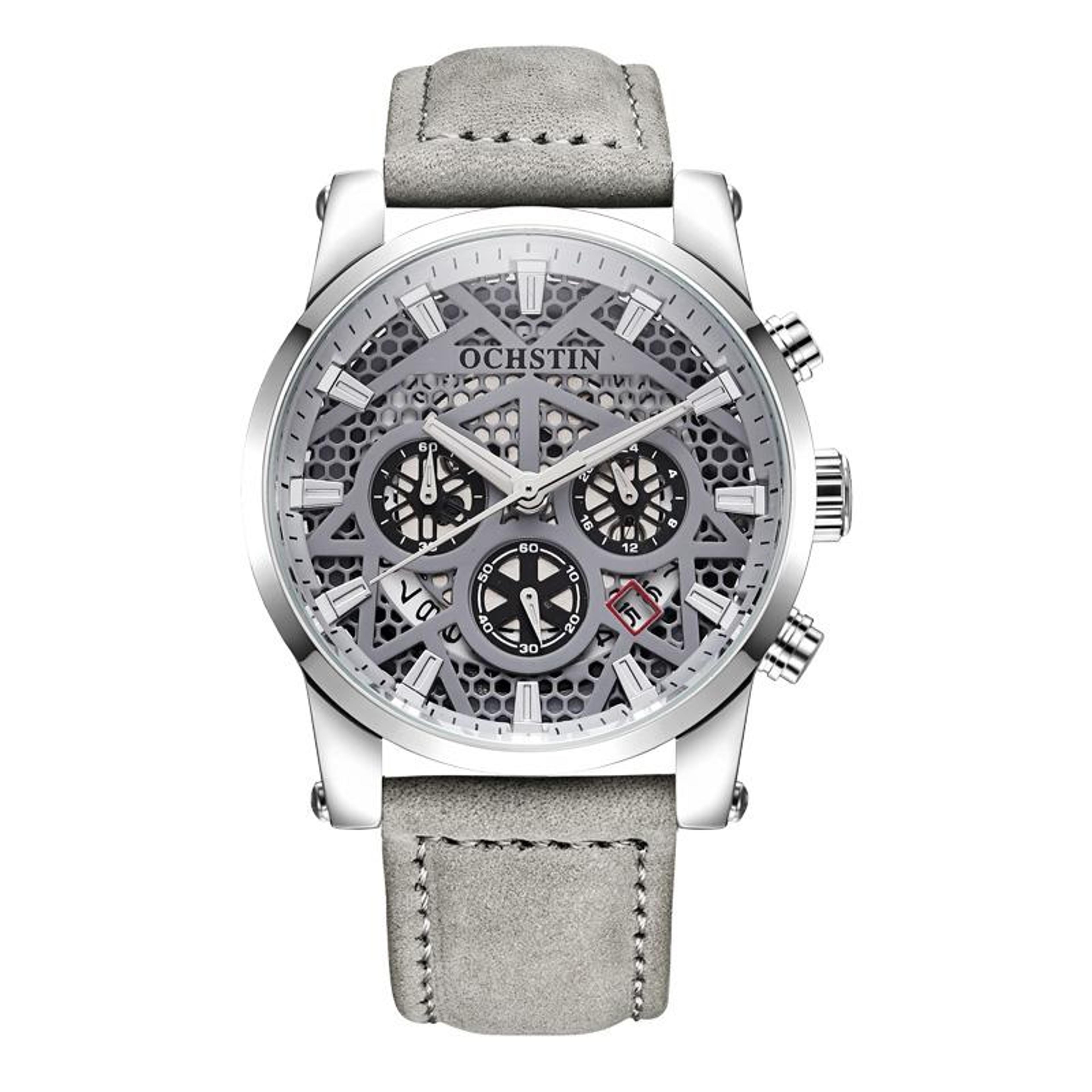 ochstin 5052b business quartz watch waterproof genuine leather mens dress watch