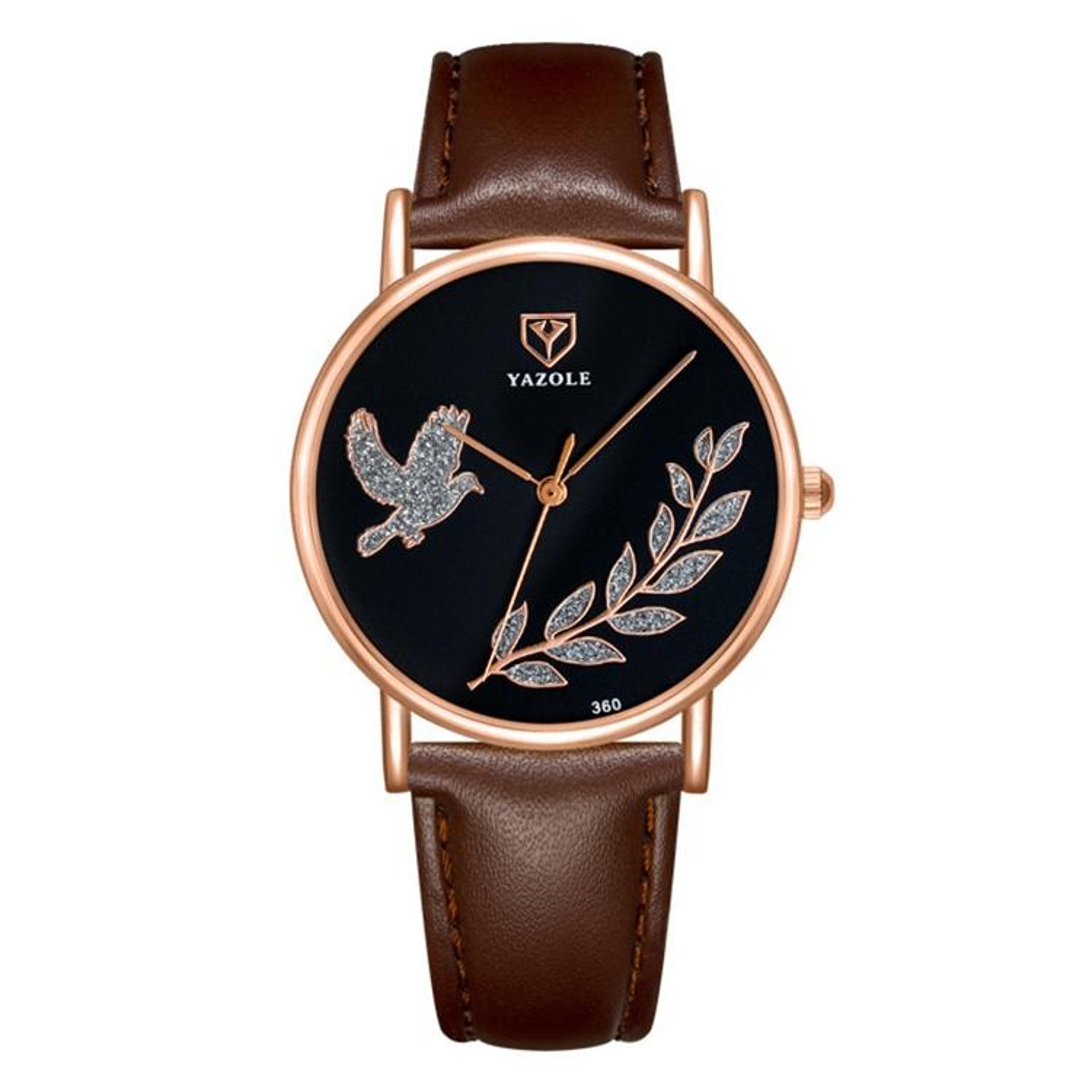 yazole 360 womens leather watch dove of peace diamond quartz wrist watch