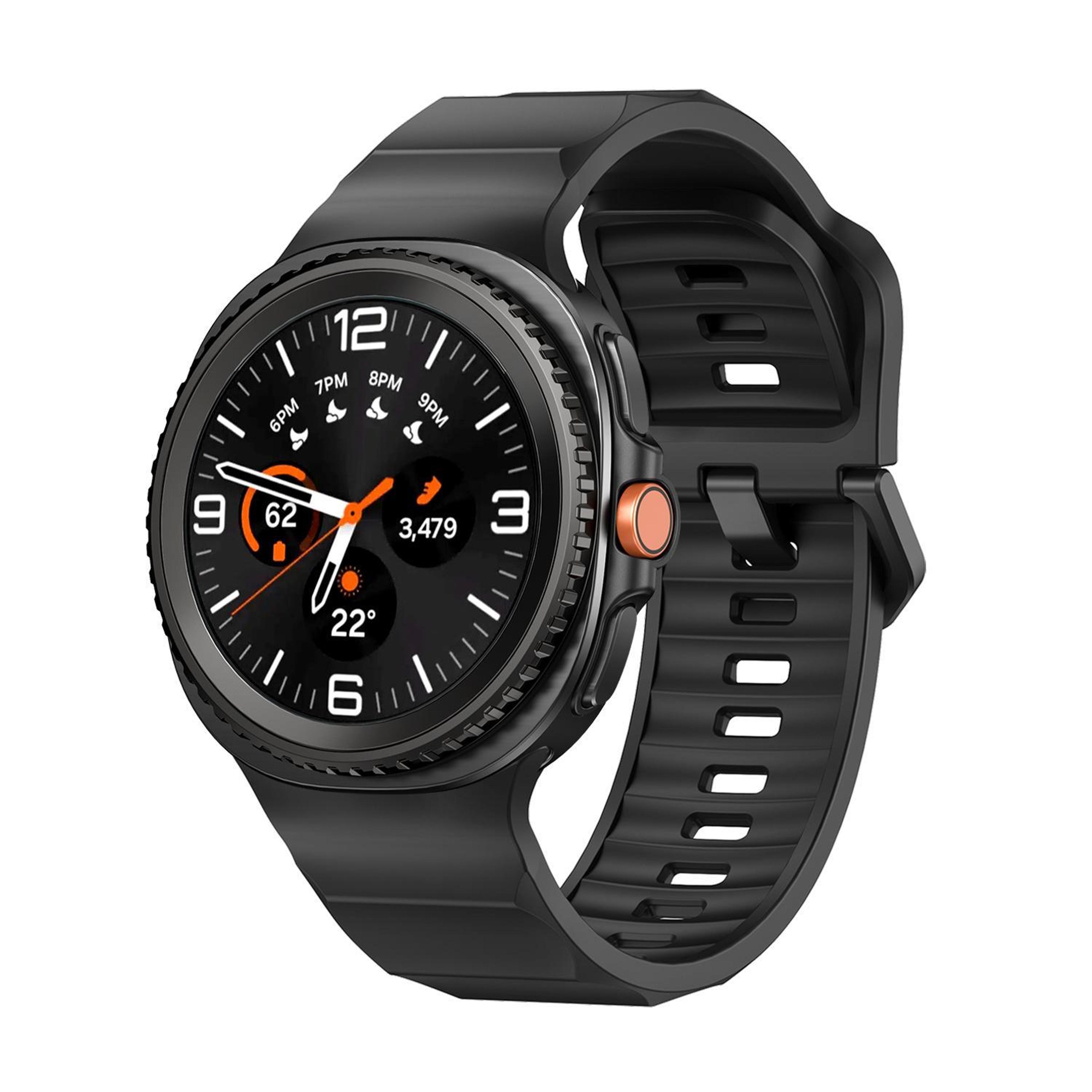 samsung galaxy watch 8 classic silicone watch band wave sport replacement strap with black buckle