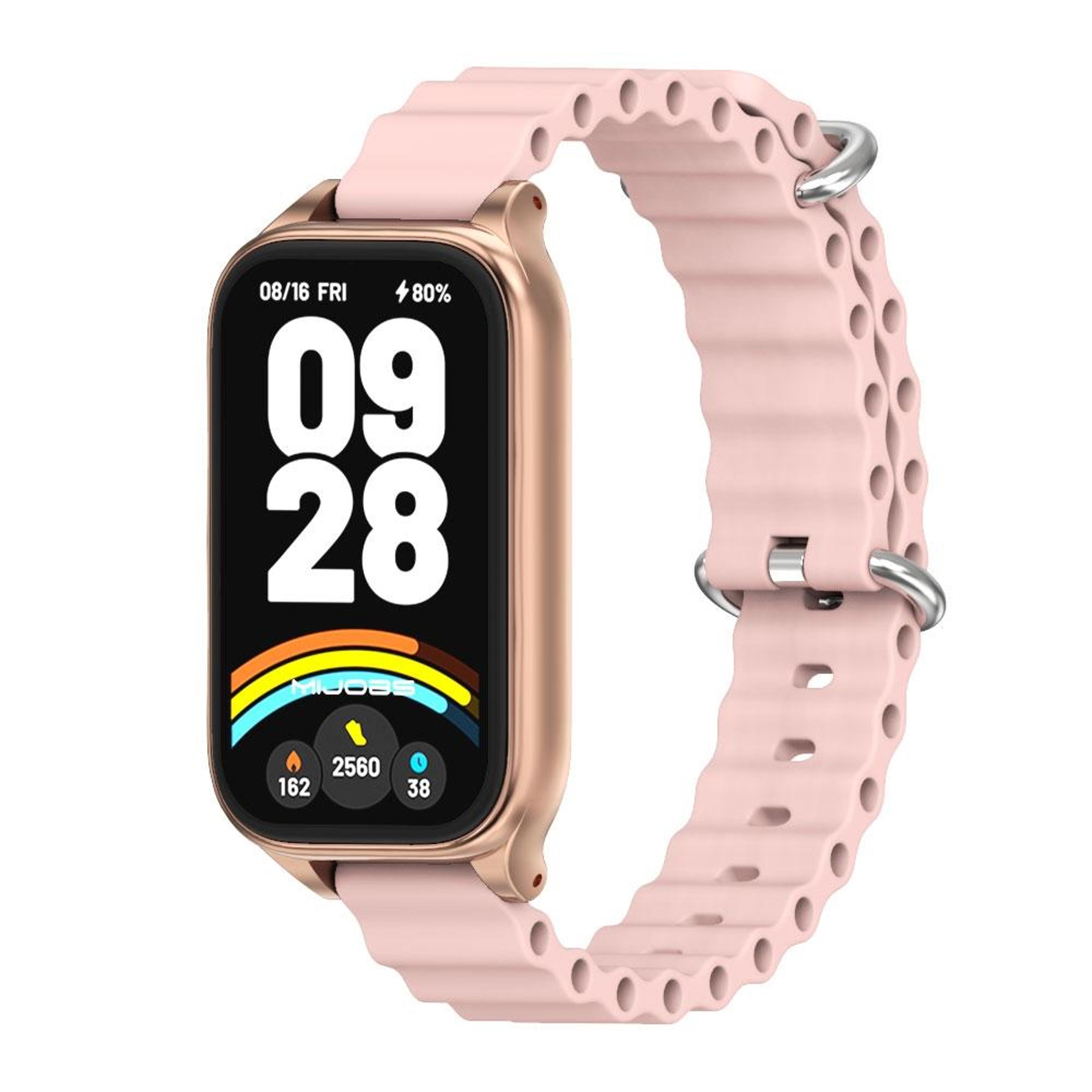 mijobs xiaomi smart band 9 active band marine silicone replacement watch band with metal shell for redmi band 3