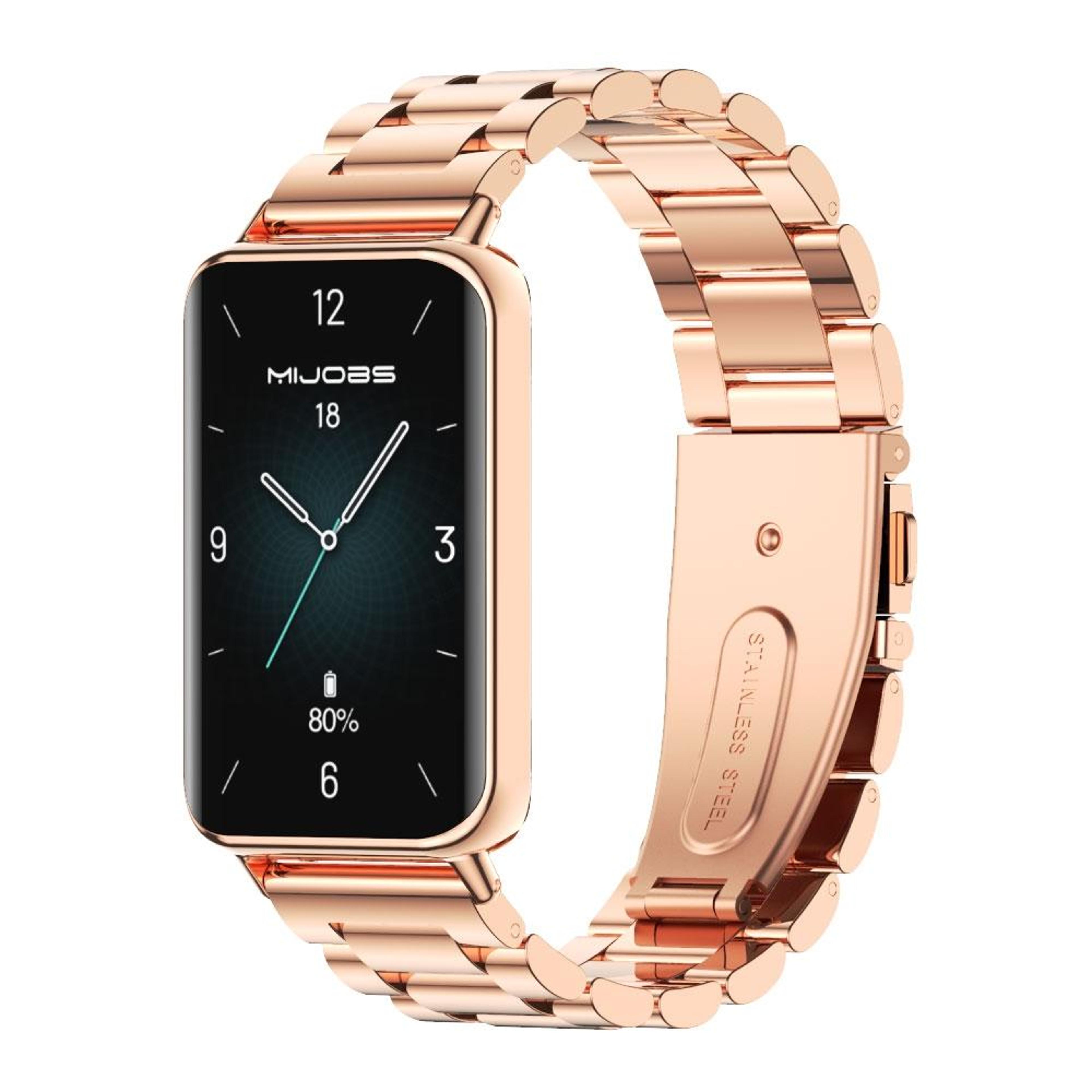 mijobs honor band 10 strap stainless steel three bead metal watch band for honor band 10 9