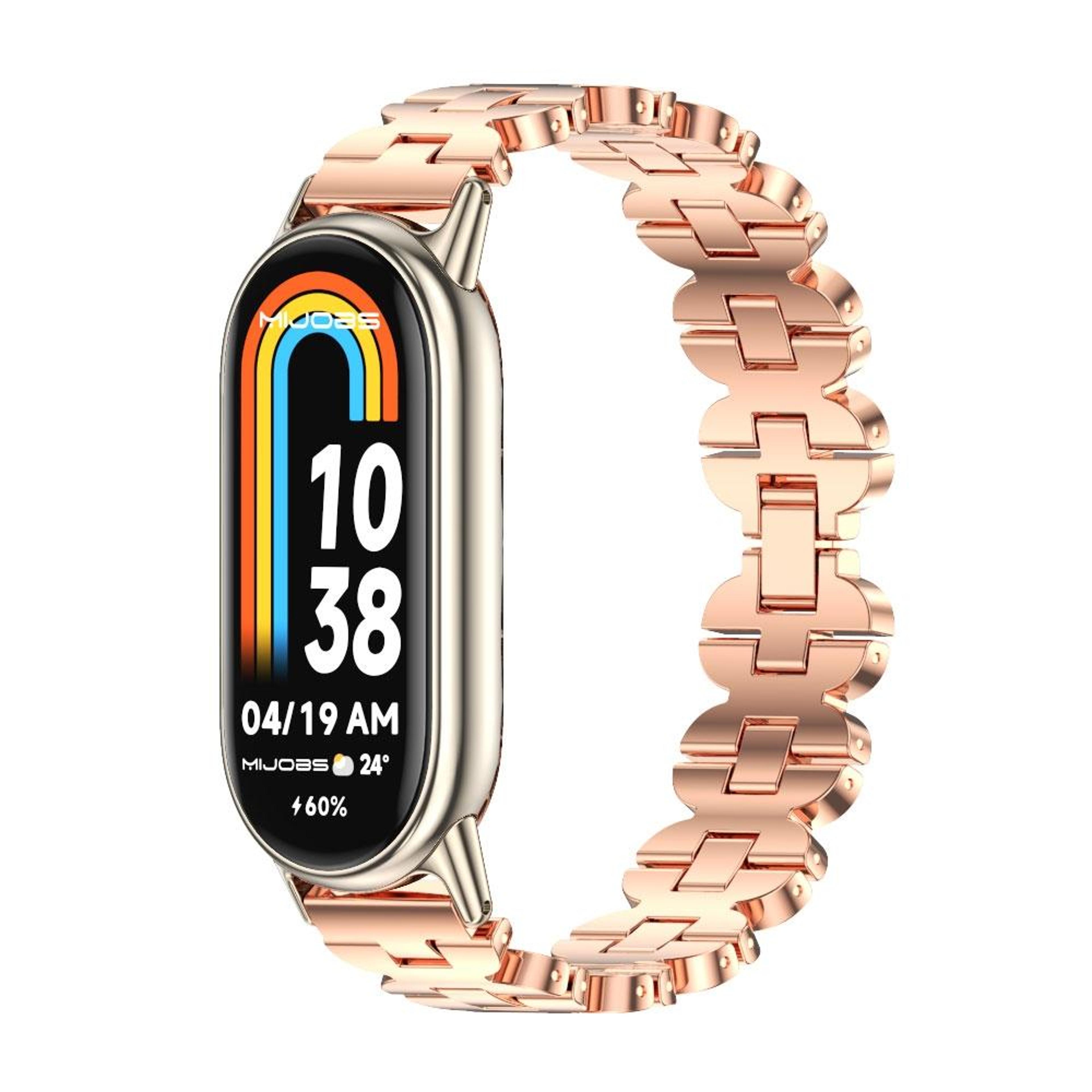 mijobs xiaomi smart band 10 strap stainless steel bone chain watch band for smart band 10 9 8
