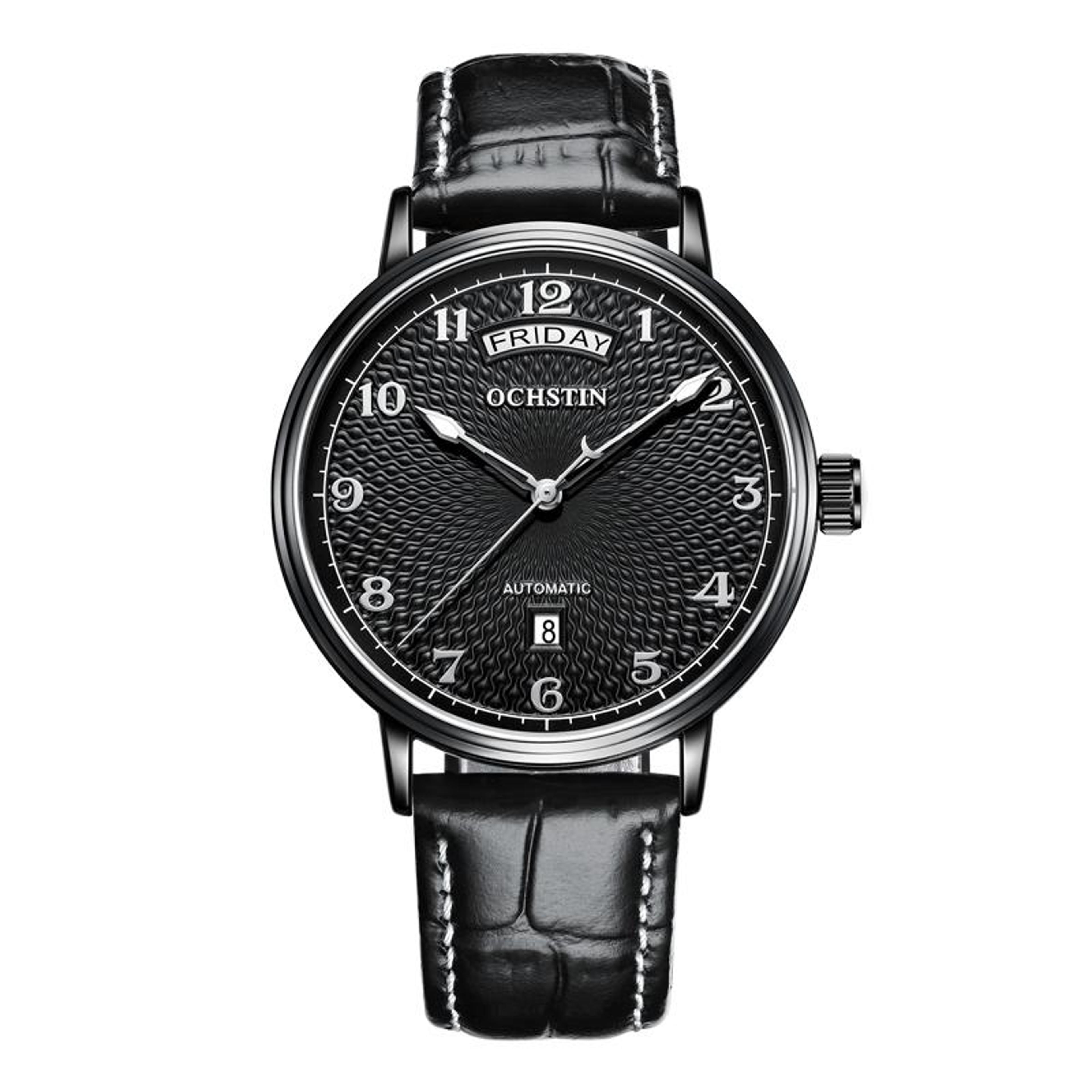 ochstin 6141a automatic mechanical watch day date genuine leather business watch for men