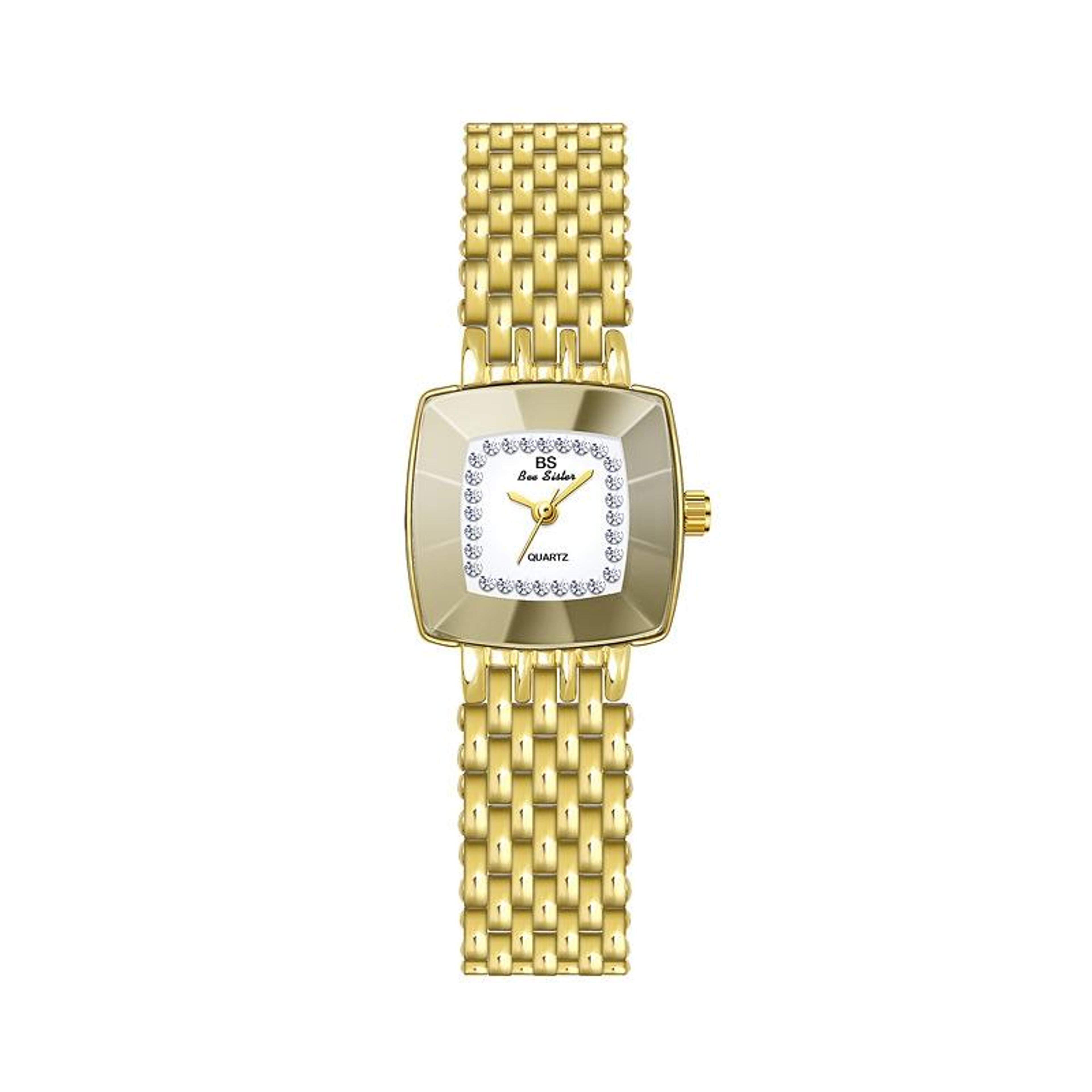 bs bee sister square women's quartz watch with stainless steel watch strap elegant dress watch