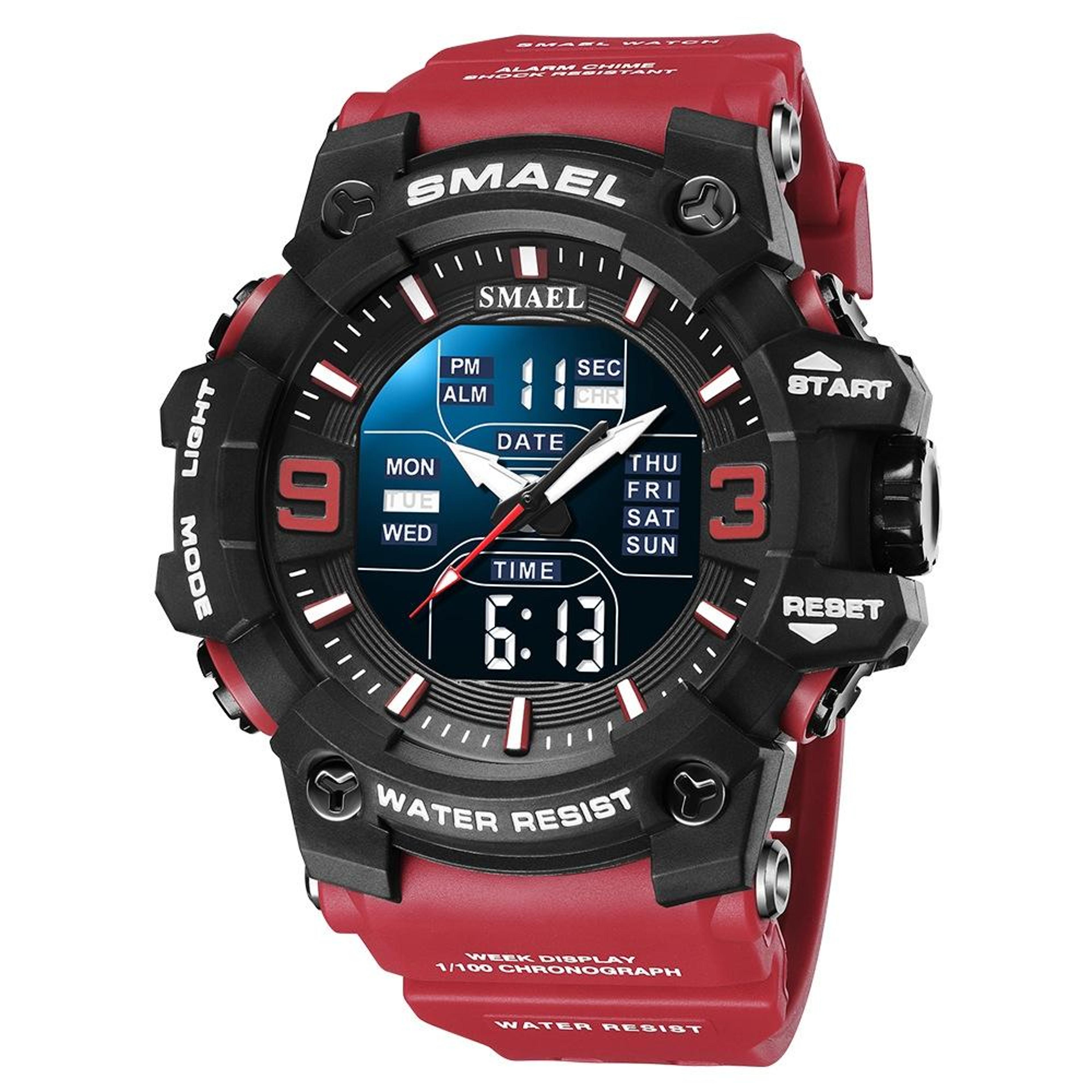 smael 8049 waterproof sports watch mens digital analog watch with led night light and stopwatch