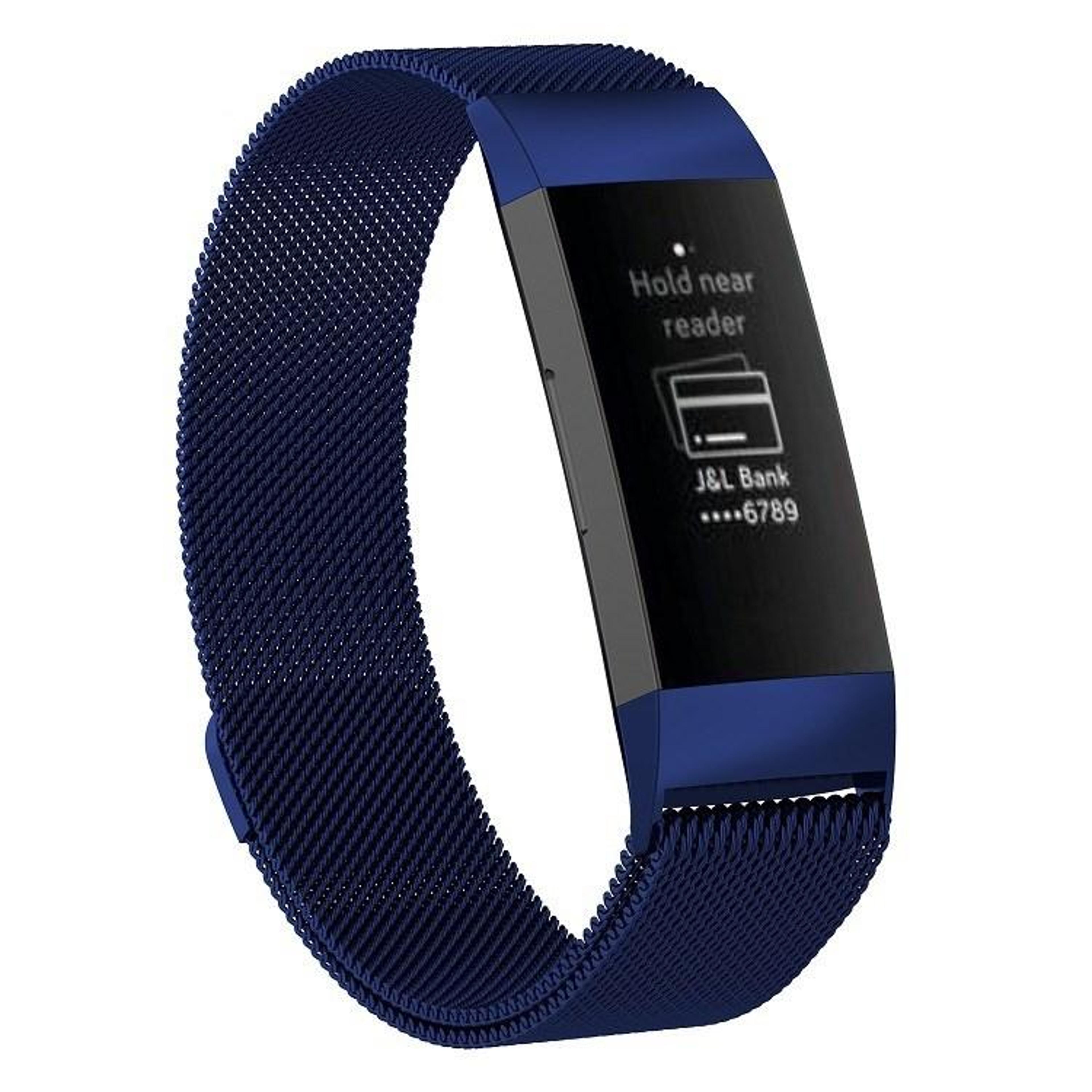 fitbit charge 3 magnetic stainless steel band adjustable milanese mesh replacement strap